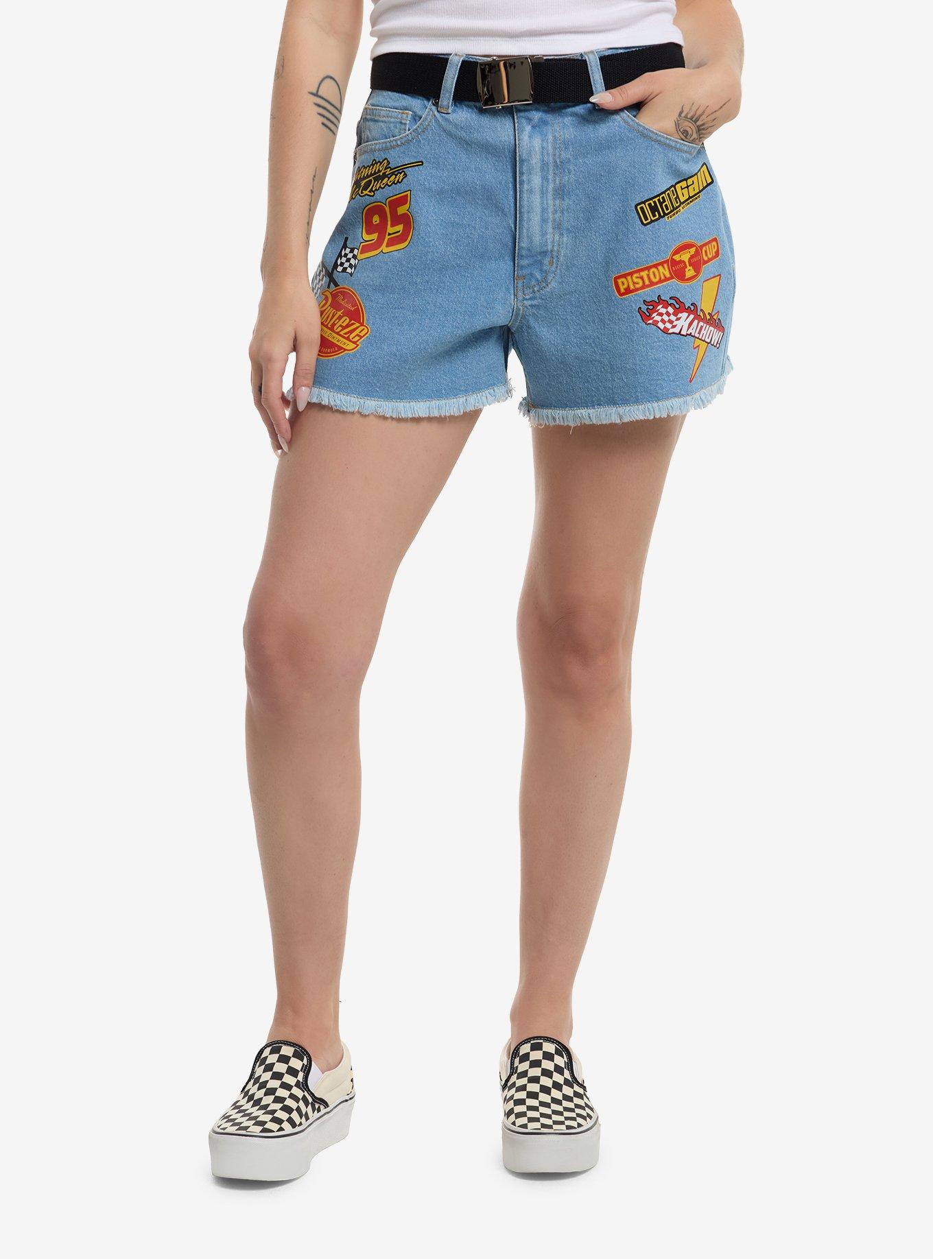 Disney Pixar Cars Lightning McQueen Belted Denim Shorts