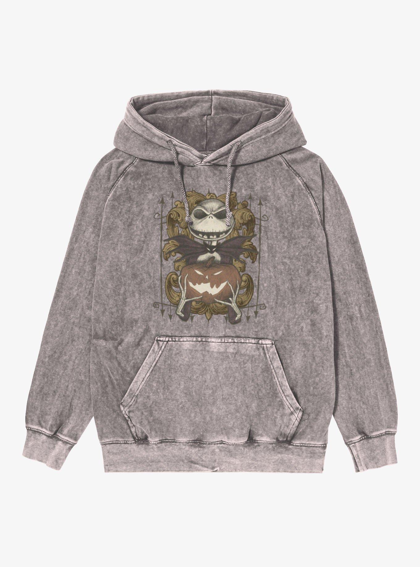 Disney The Nightmare Before Christmas Jack Pumpkin Flourish Mineral Wash Hoodie Hot Topic Exclusive, , hi-res