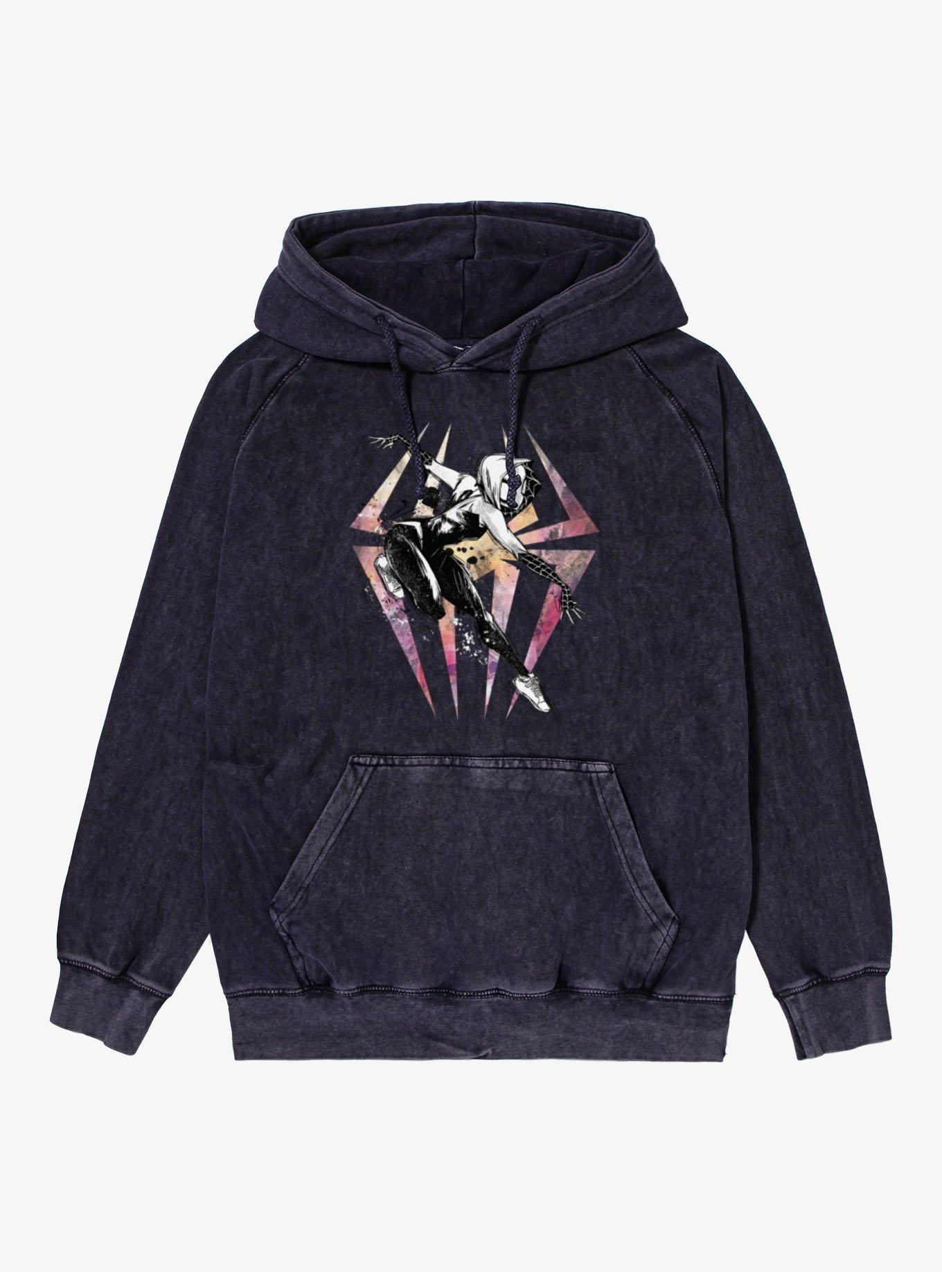 Marvel Spider Gwen Watercolor Logo Mineral Wash Hoodie Hot Topic Exclusive, , hi-res