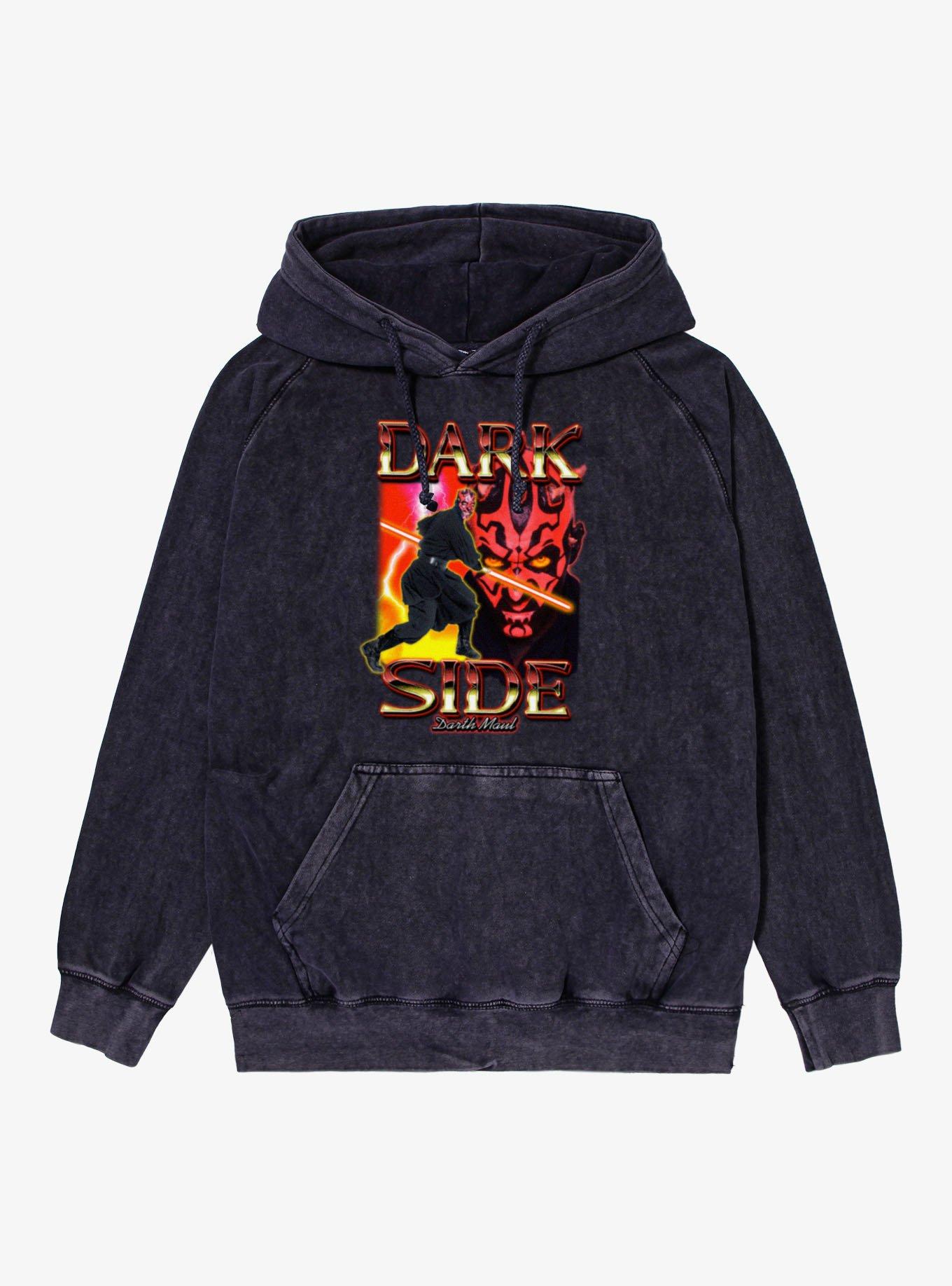 Star Wars Dark Side Darth Maul Mineral Wash Hoodie Hot Topic Exclusive, , hi-res