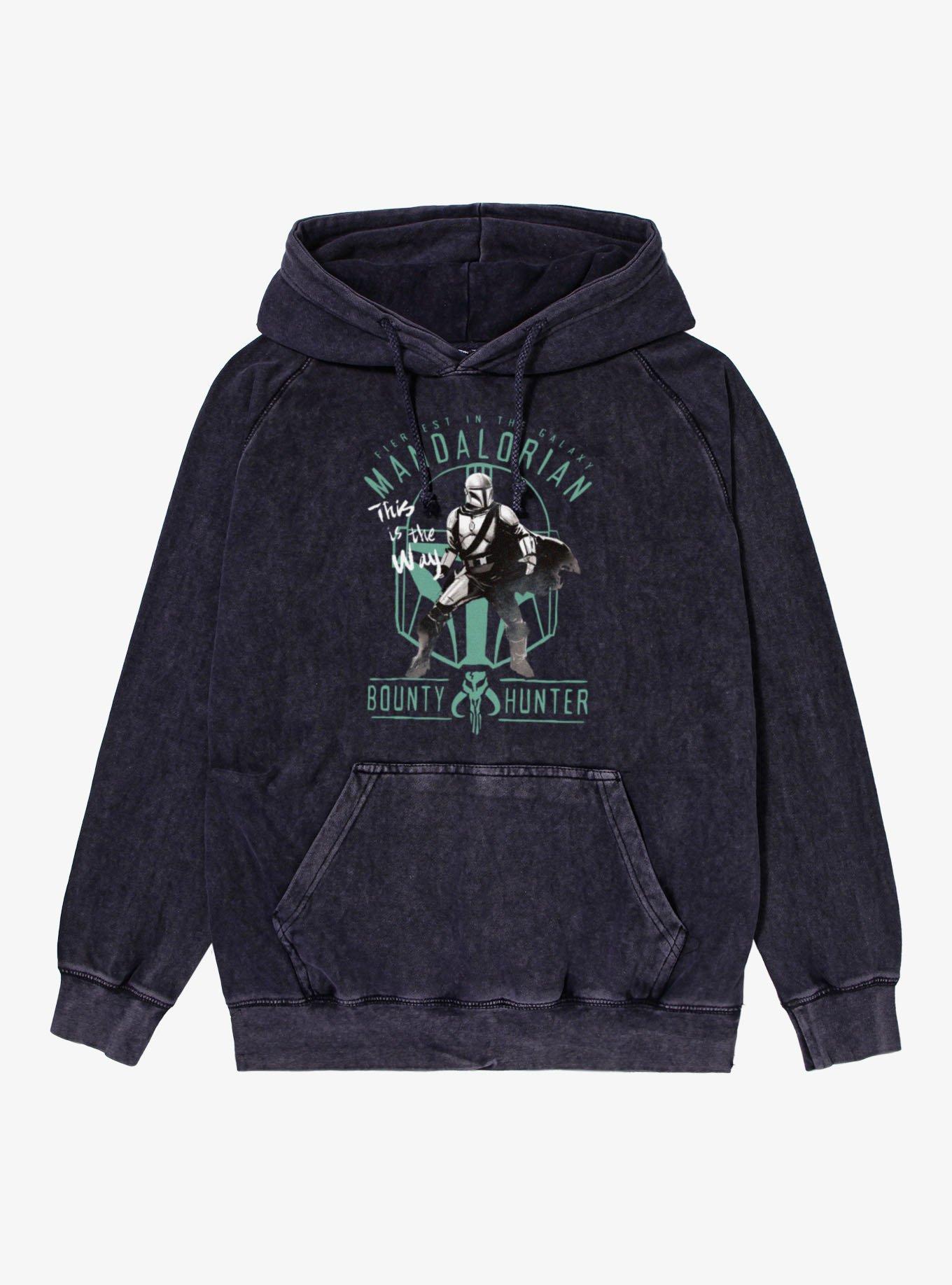Star Wars The Mandalorian Bounty Hunter Mineral Wash Hoodie Hot Topic Exclusive, , hi-res