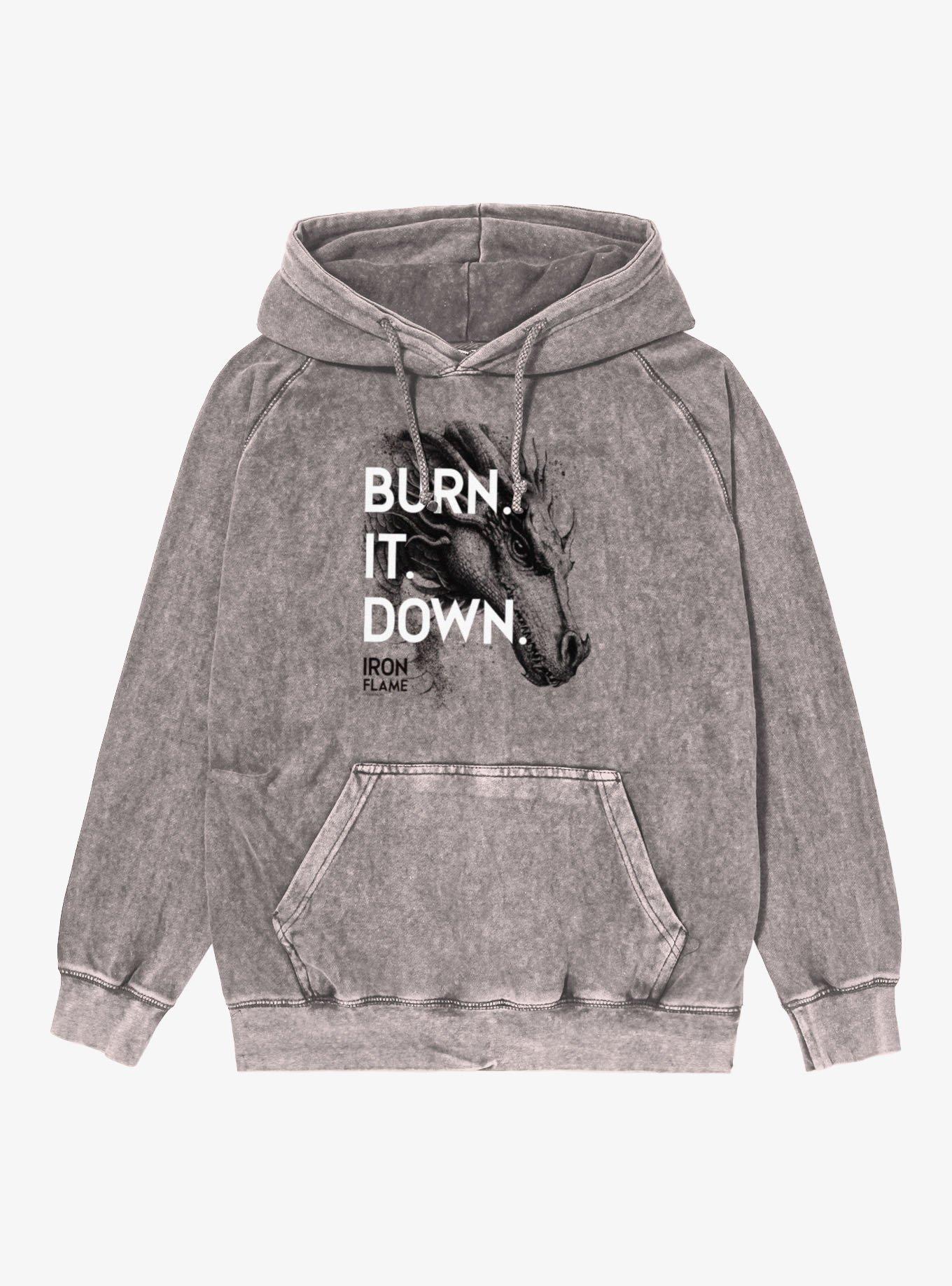 Fourth Wing Burn It Down Iron Flame Mineral Wash Hoodie Hot Topic Exclusive, , hi-res