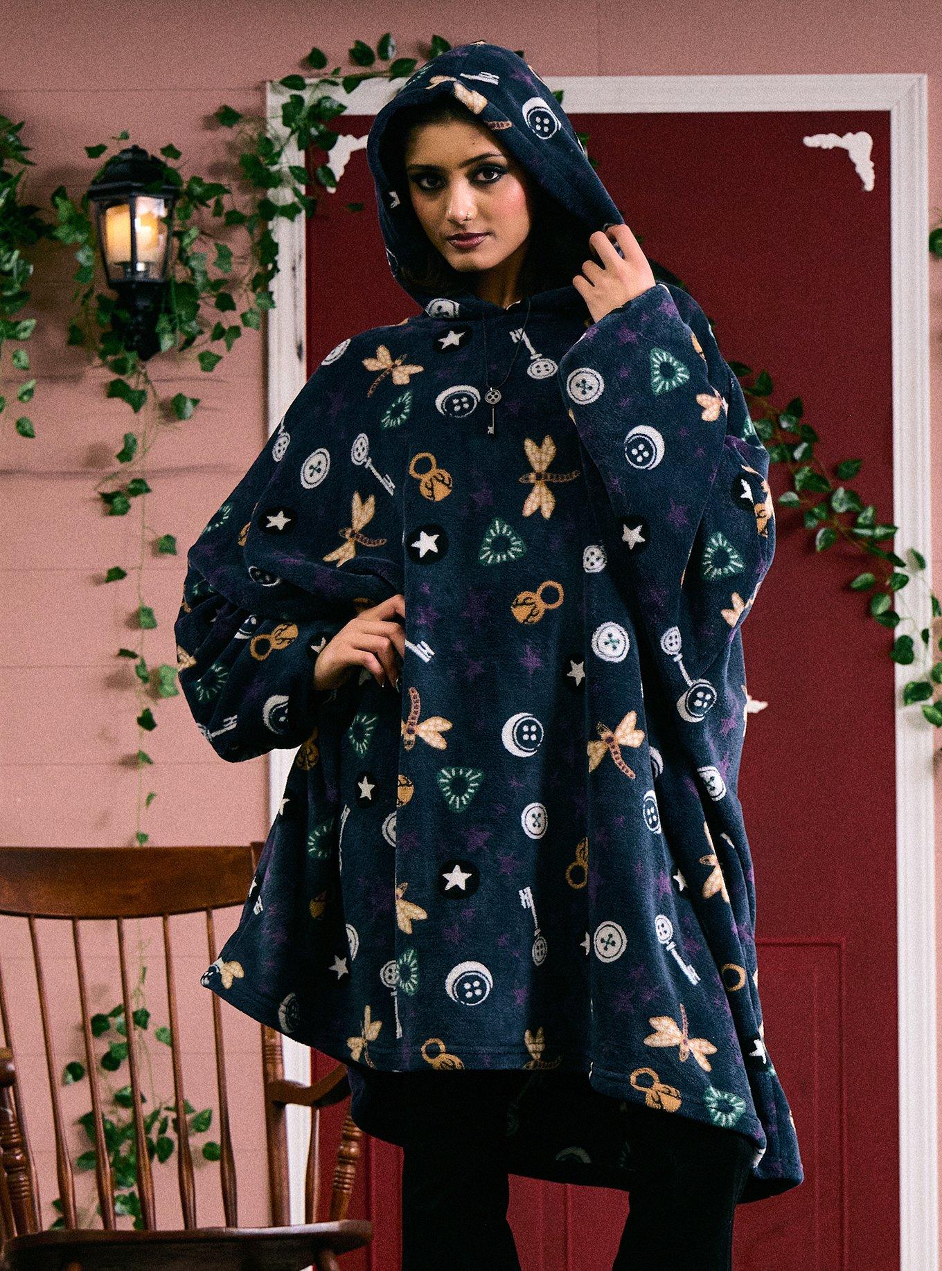 Coraline Icons Fuzzy Oversized Hoodie, , hi-res