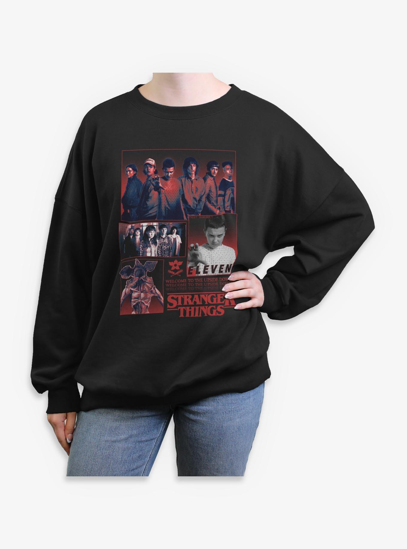 Stranger Things Welcome To The Upside Down Character Panels Womens Oversized Sweatshirt, , hi-res