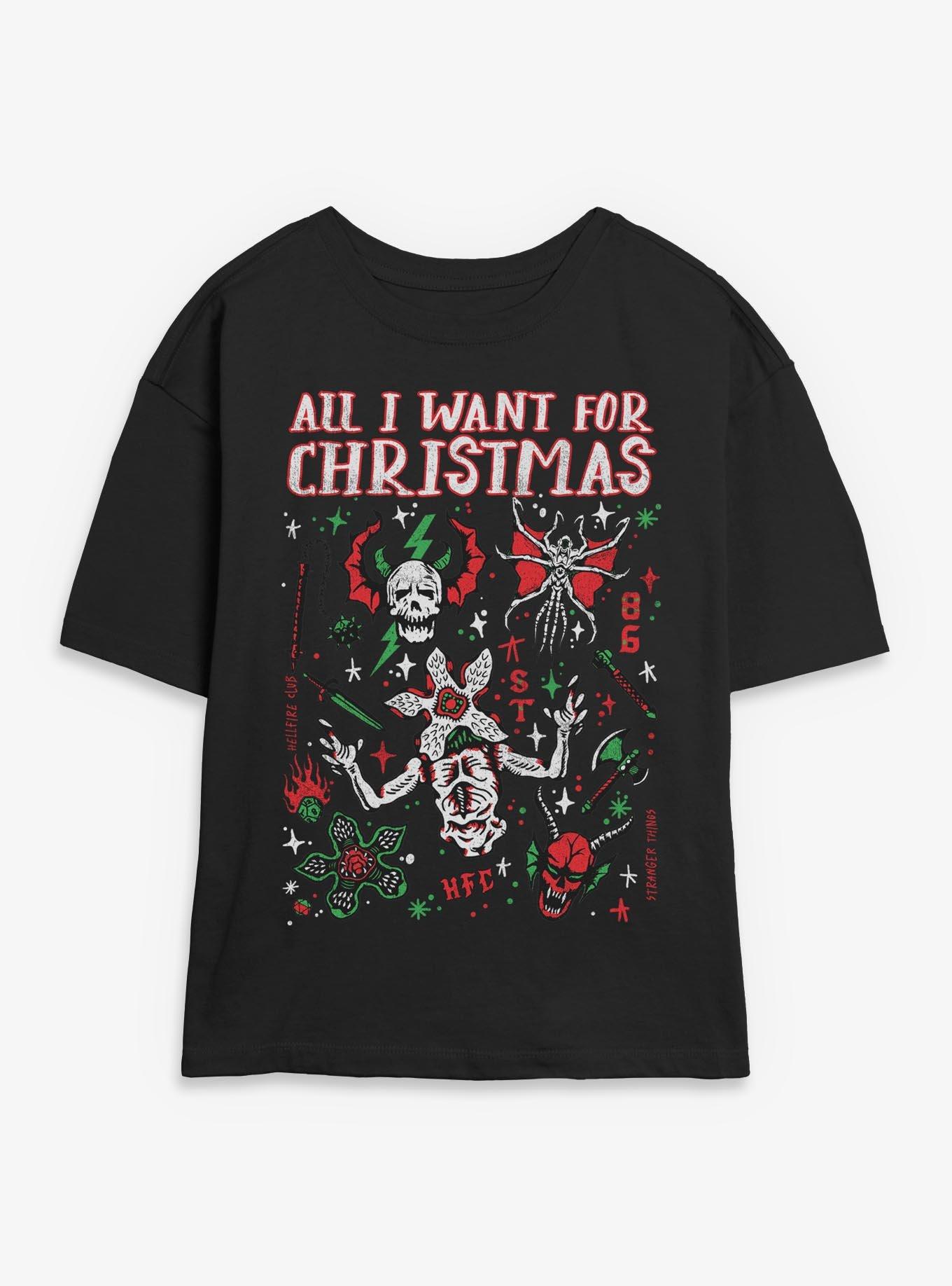 Stranger Things All I Want For Christmas Hellfire Club Womens Skimmer T-Shirt, , hi-res