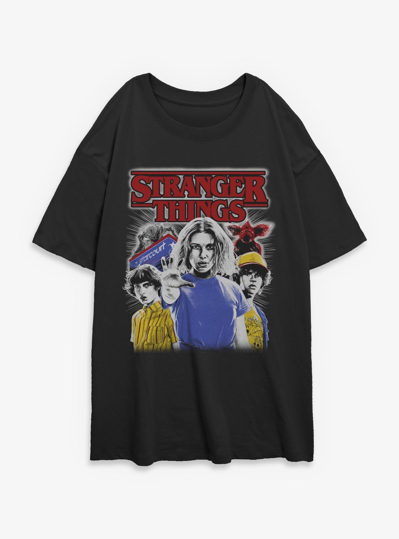Stranger Things Old School Collage Womens Oversized T-Shirt, , hi-res