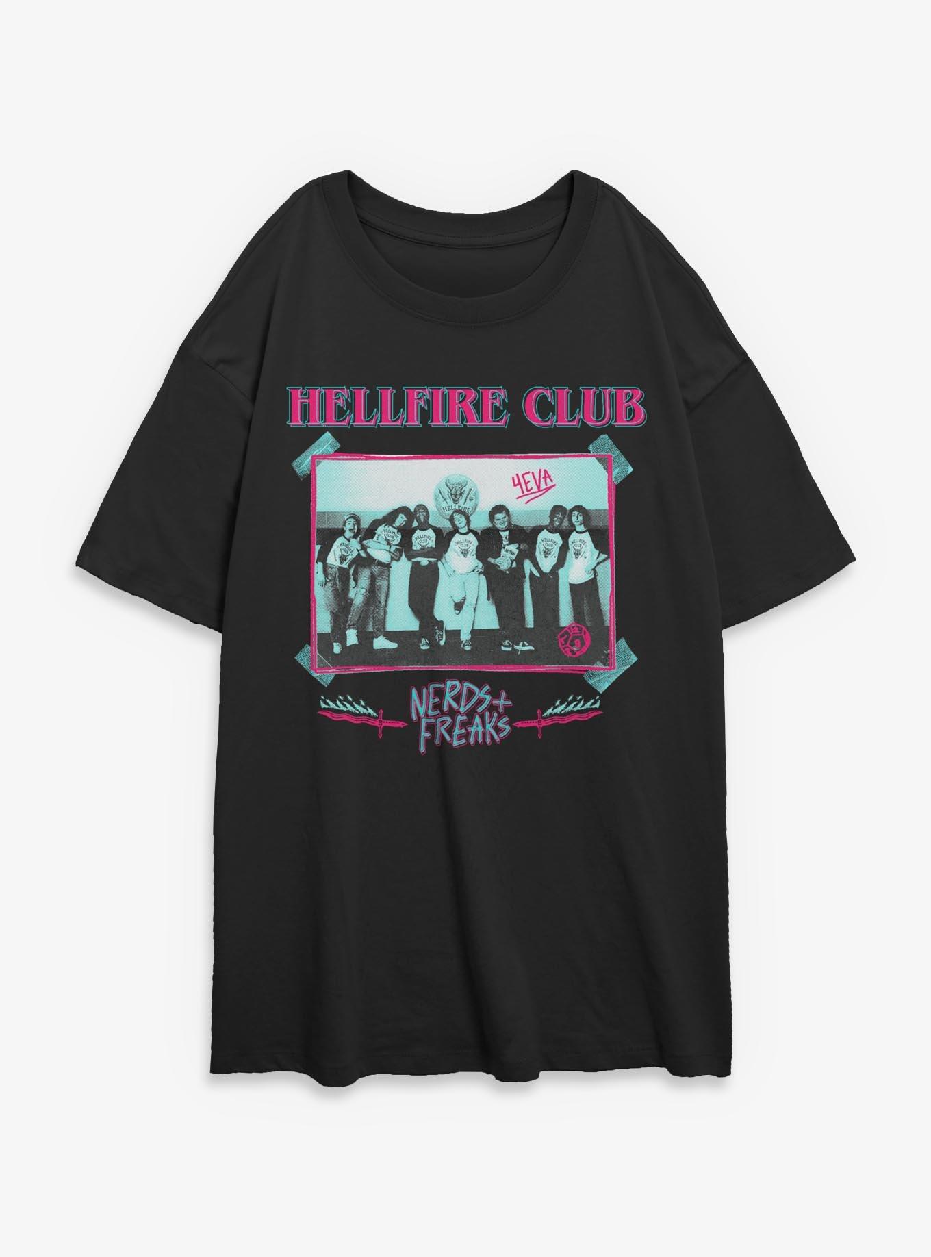 Stranger Things Hellfire Club Monochrome Womens Oversized T-Shirt