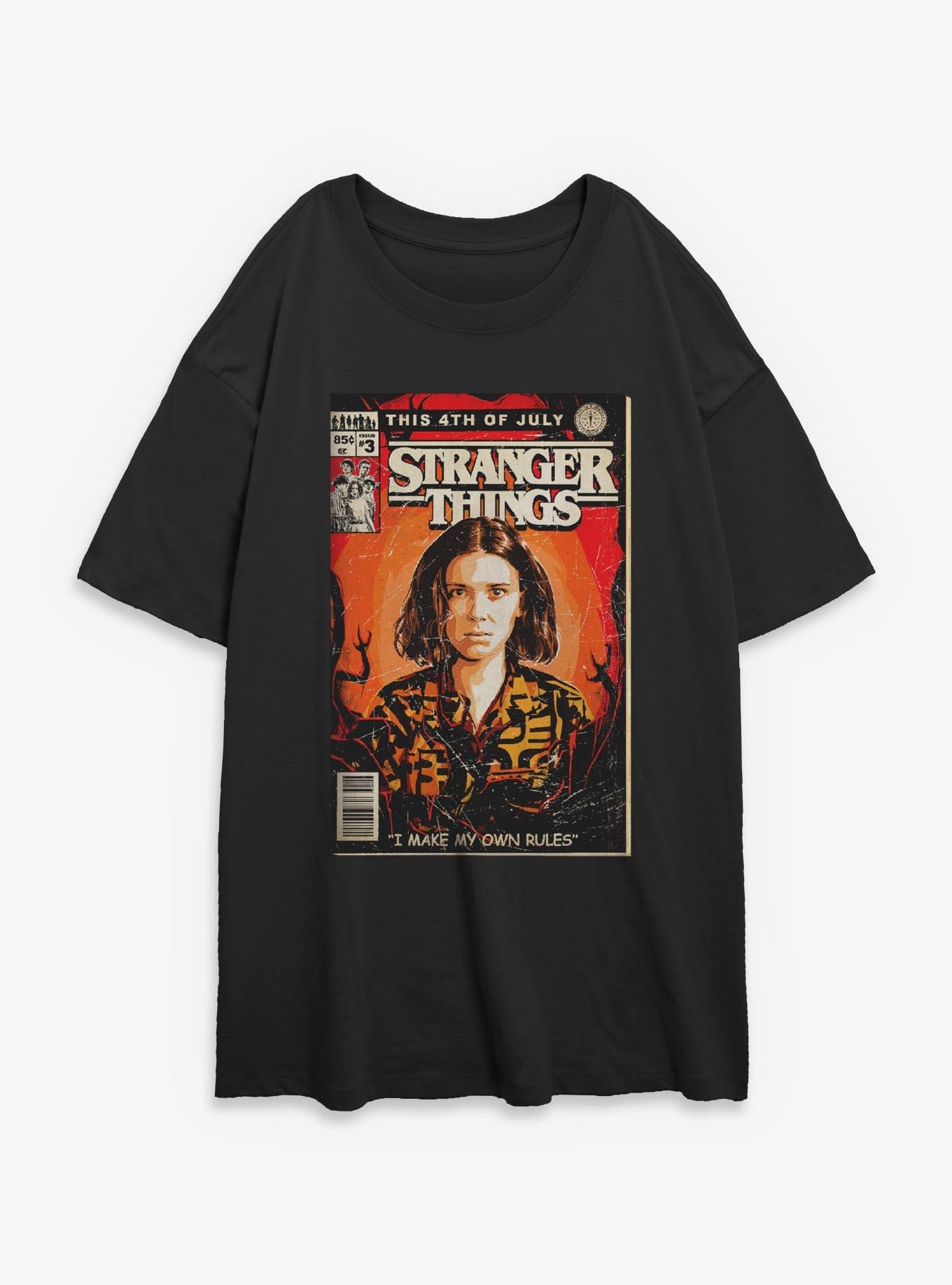 Stranger Things 4th Of July Comic Book Cover Womens Oversized T-Shirt, , hi-res