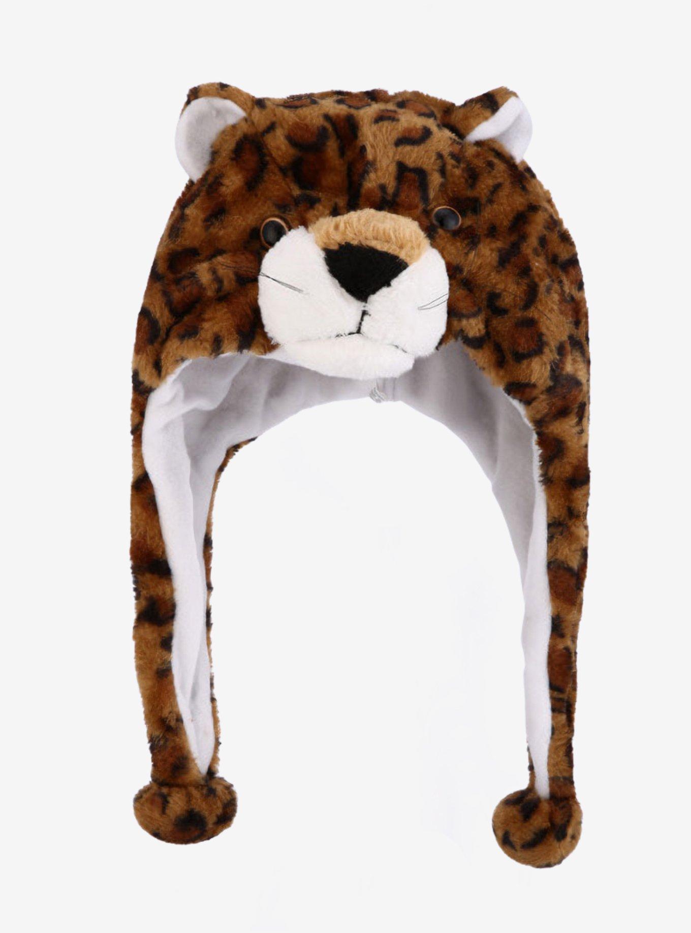 Plush 3D Leopard with Ear Flaps Beanie, , hi-res