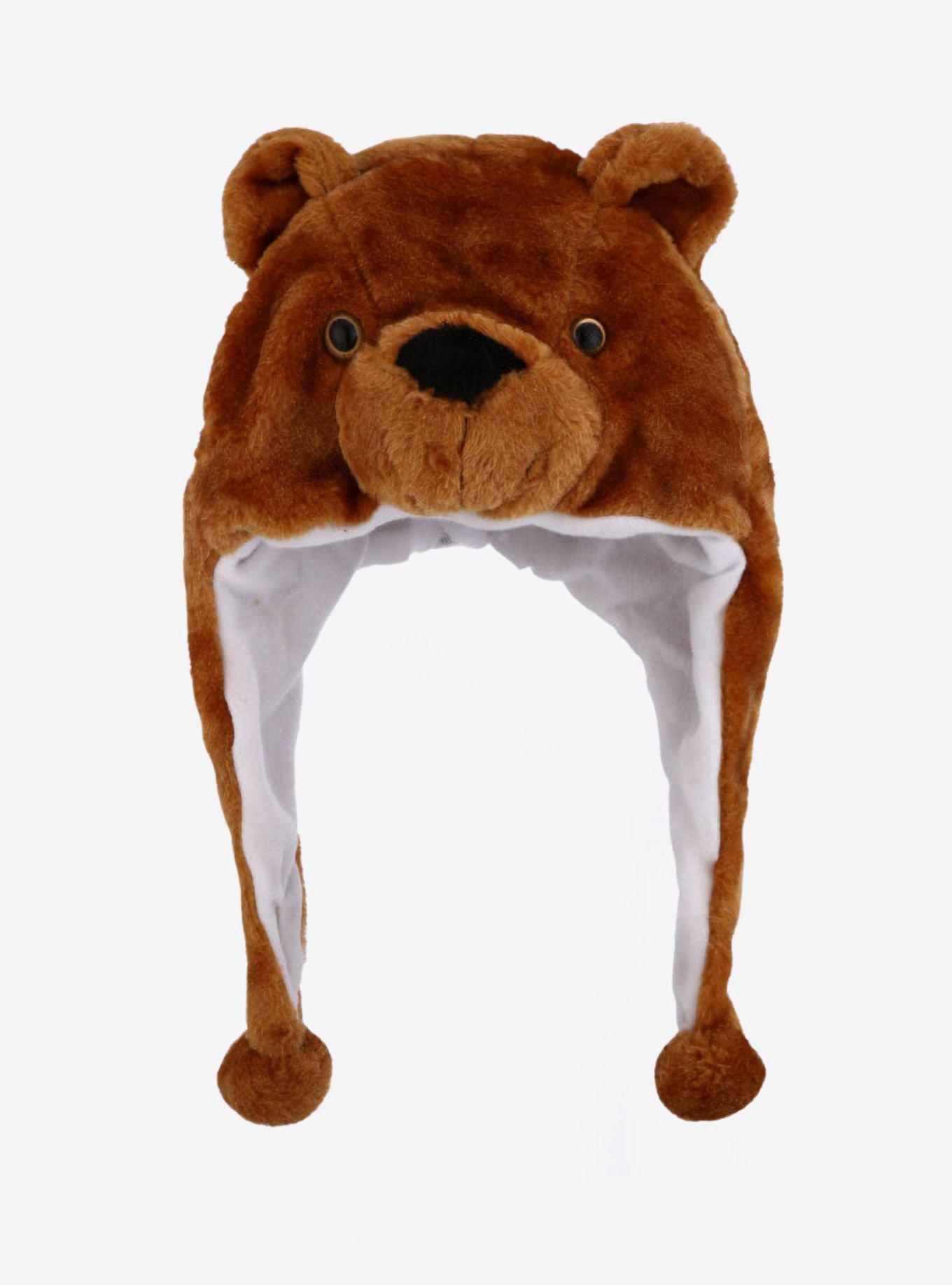 Plush 3D Brown Bear with Ear Flaps Beanie, , hi-res