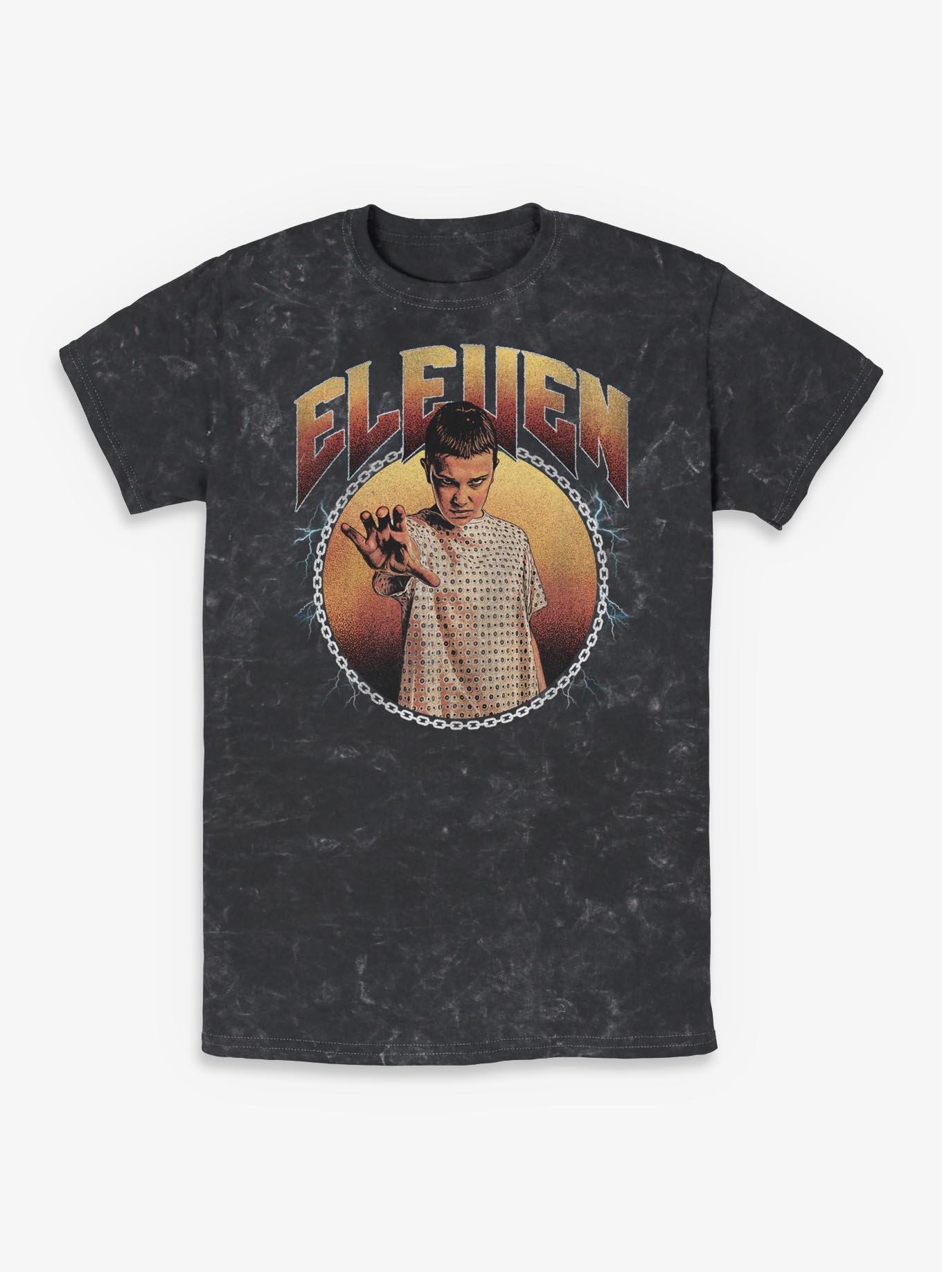 Stranger Things Heavy Metal Eleven Mineral Wash T-Shirt, BLACK, hi-res