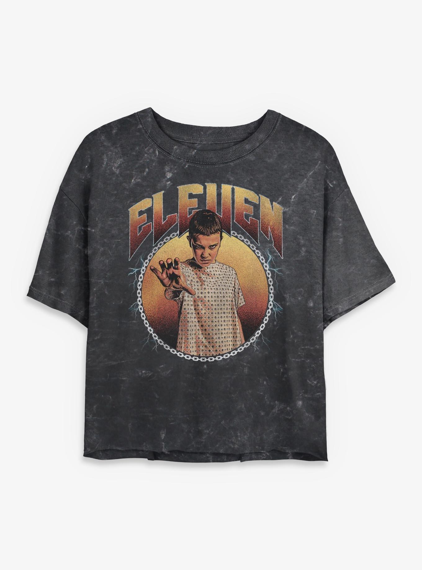 Stranger Things Heavy Metal Eleven Womens Mineral Wash Crop T-Shirt, , hi-res
