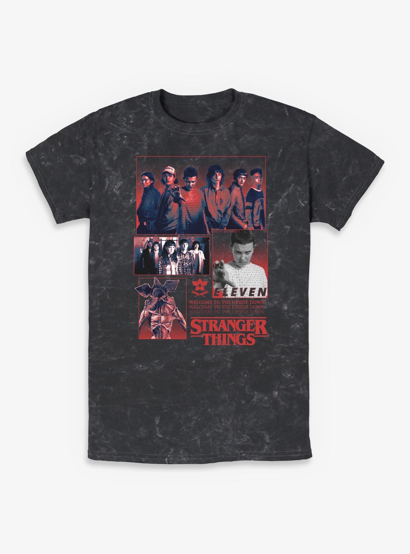 Stranger Things Welcome To The Upside Down Character Panels Mineral Wash T-Shirt, , hi-res