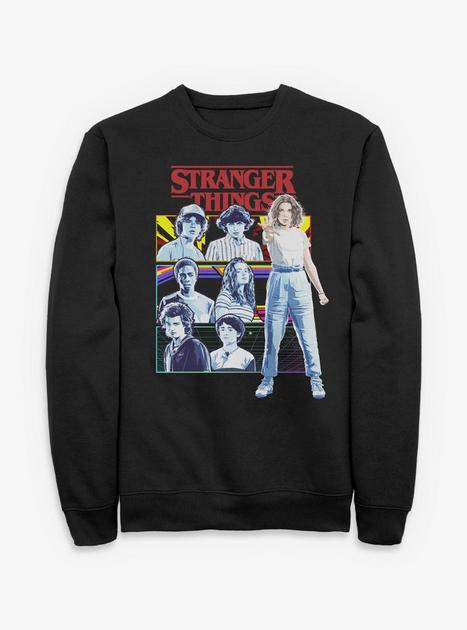 Stranger Things Group Panel Sweatshirt - BLACK | BoxLunch