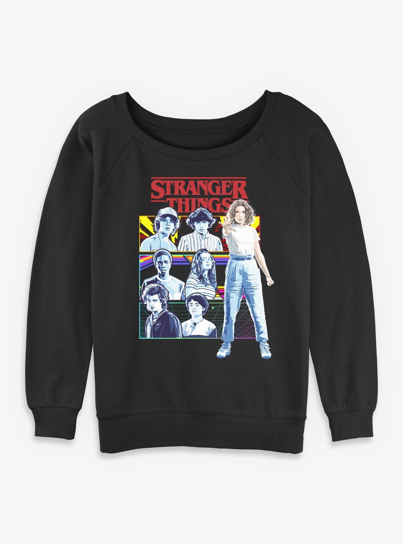 Stranger Things Group Panel Womens Slouchy Sweatshirt