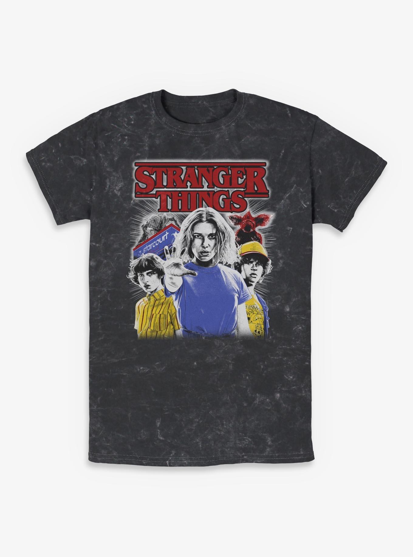 Stranger Things Old School Collage Mineral Wash T-Shirt, , hi-res