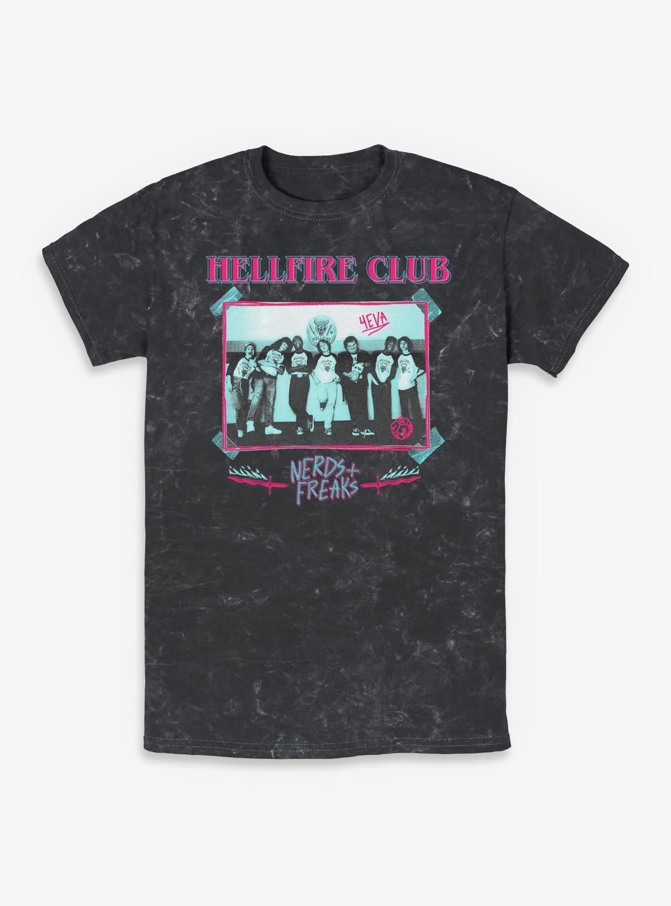 Stranger Things Hellfire Club Monochrome Mineral Wash T-Shirt, , hi-res