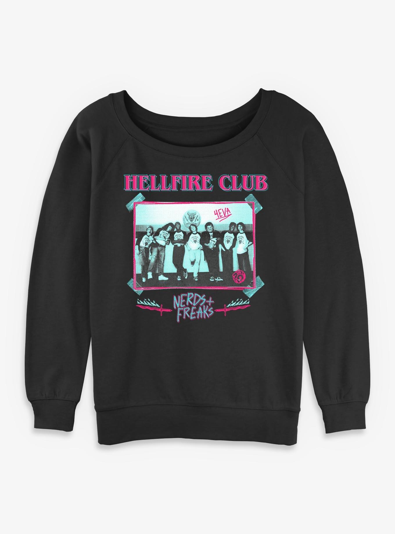 Stranger Things Hellfire Club Monochrome Womens Slouchy Sweatshirt, , hi-res