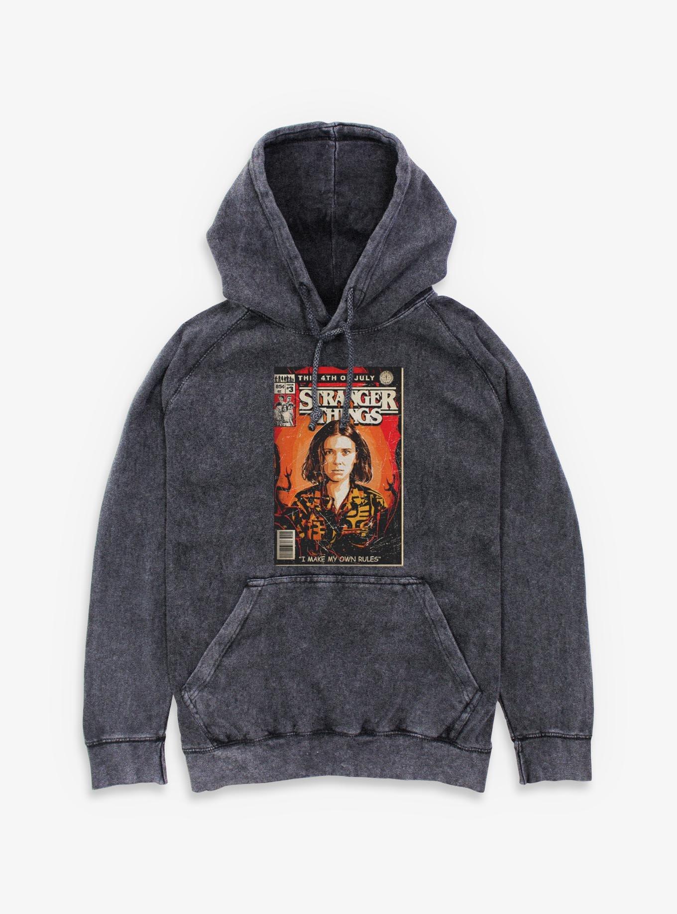 Stranger Things 4th Of July Comic Book Cover Mineral Wash Hoodie, , hi-res