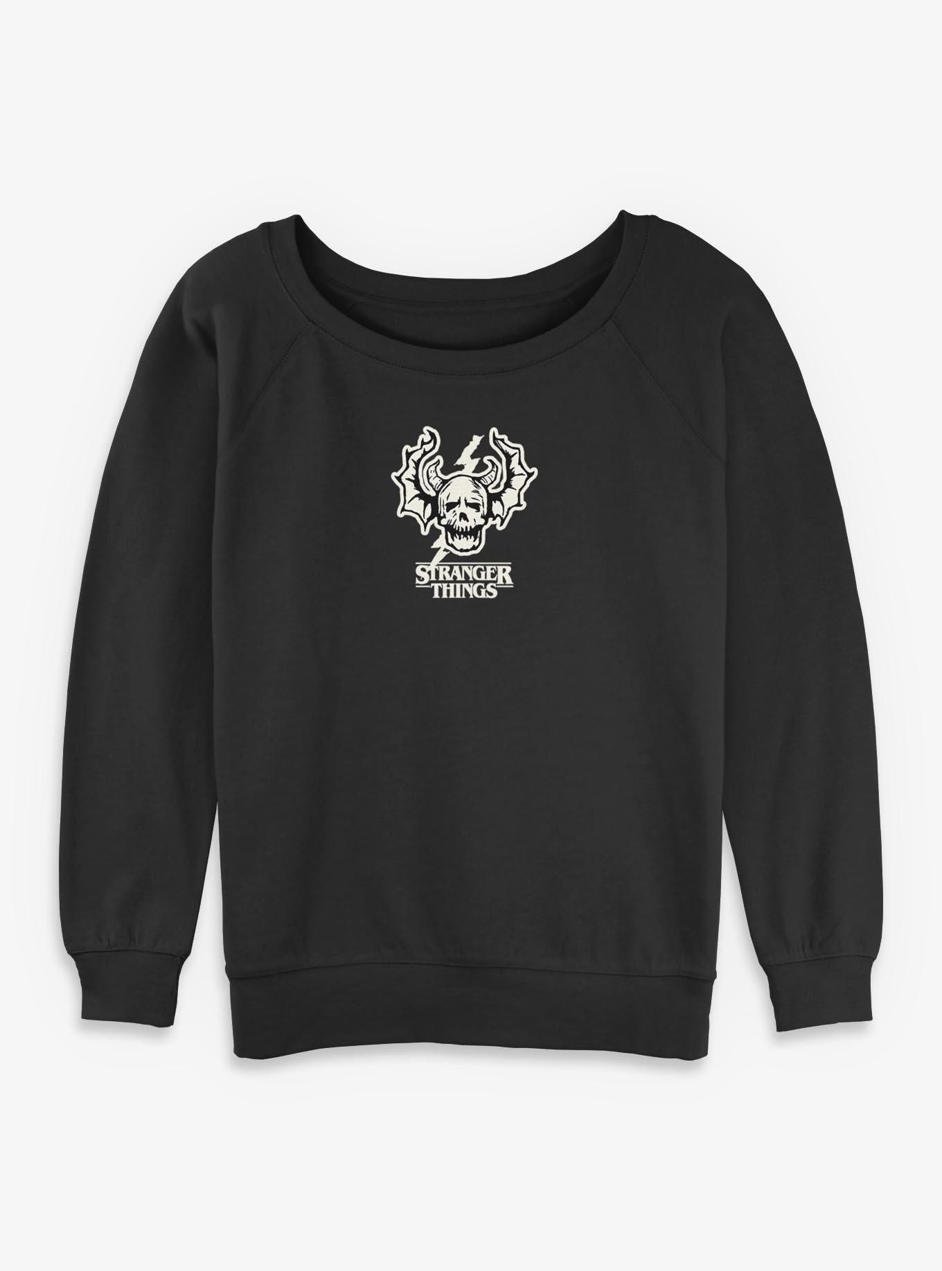 Stranger Things Hellfire Club Skull Logo Womens Slouchy Sweatshirt, , hi-res