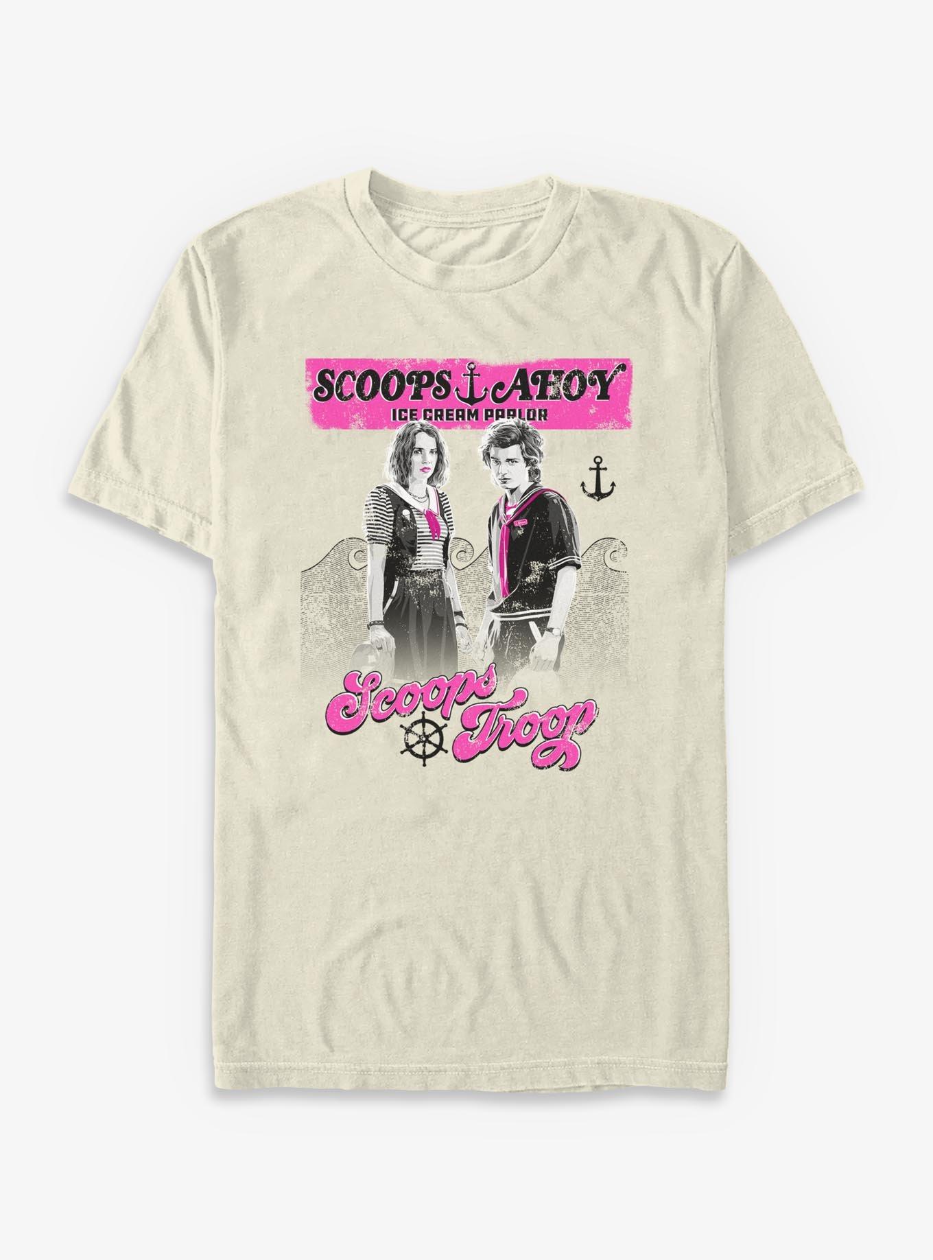 Stranger Things Scoops Ahoy Vintage Scoop Troop Garment Dye T-Shirt, IVORY, hi-res