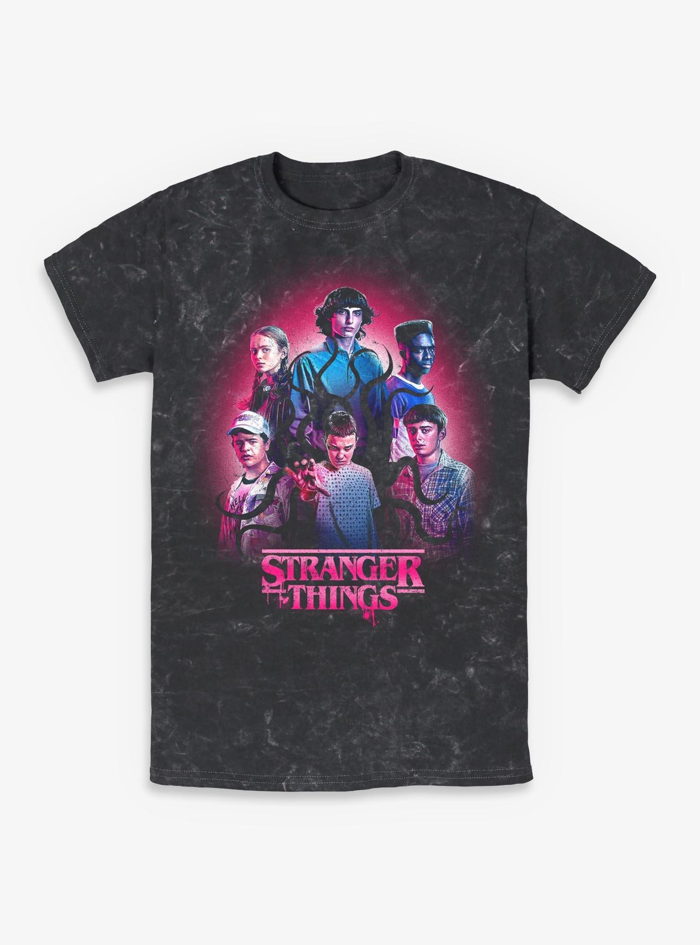 Stranger Things Group Mineral Wash T-Shirt, , hi-res