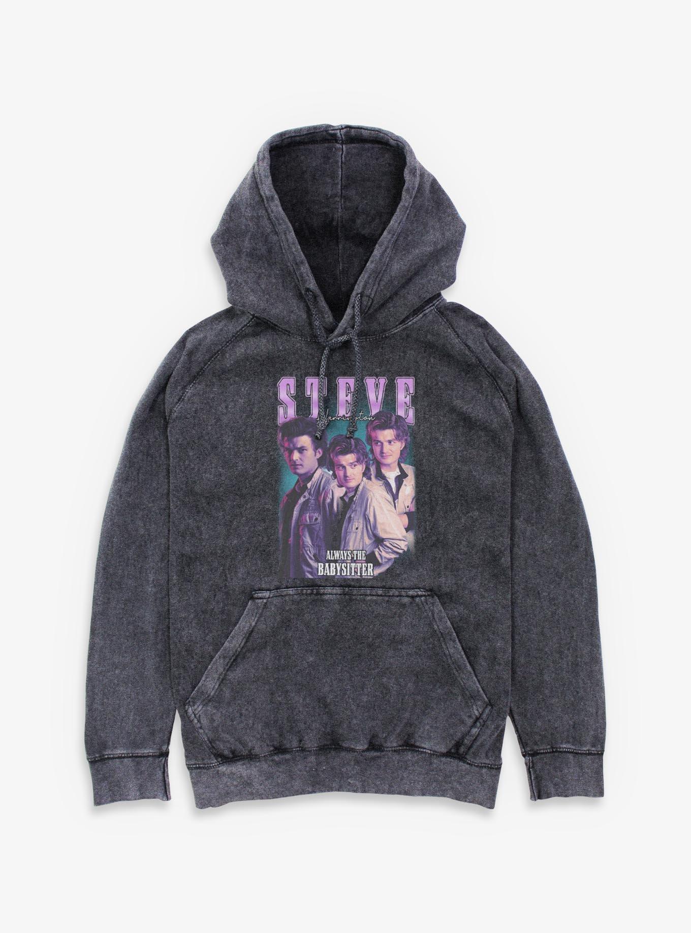 Stranger Things Steve Harrington Collage Mineral Wash Hoodie, , hi-res