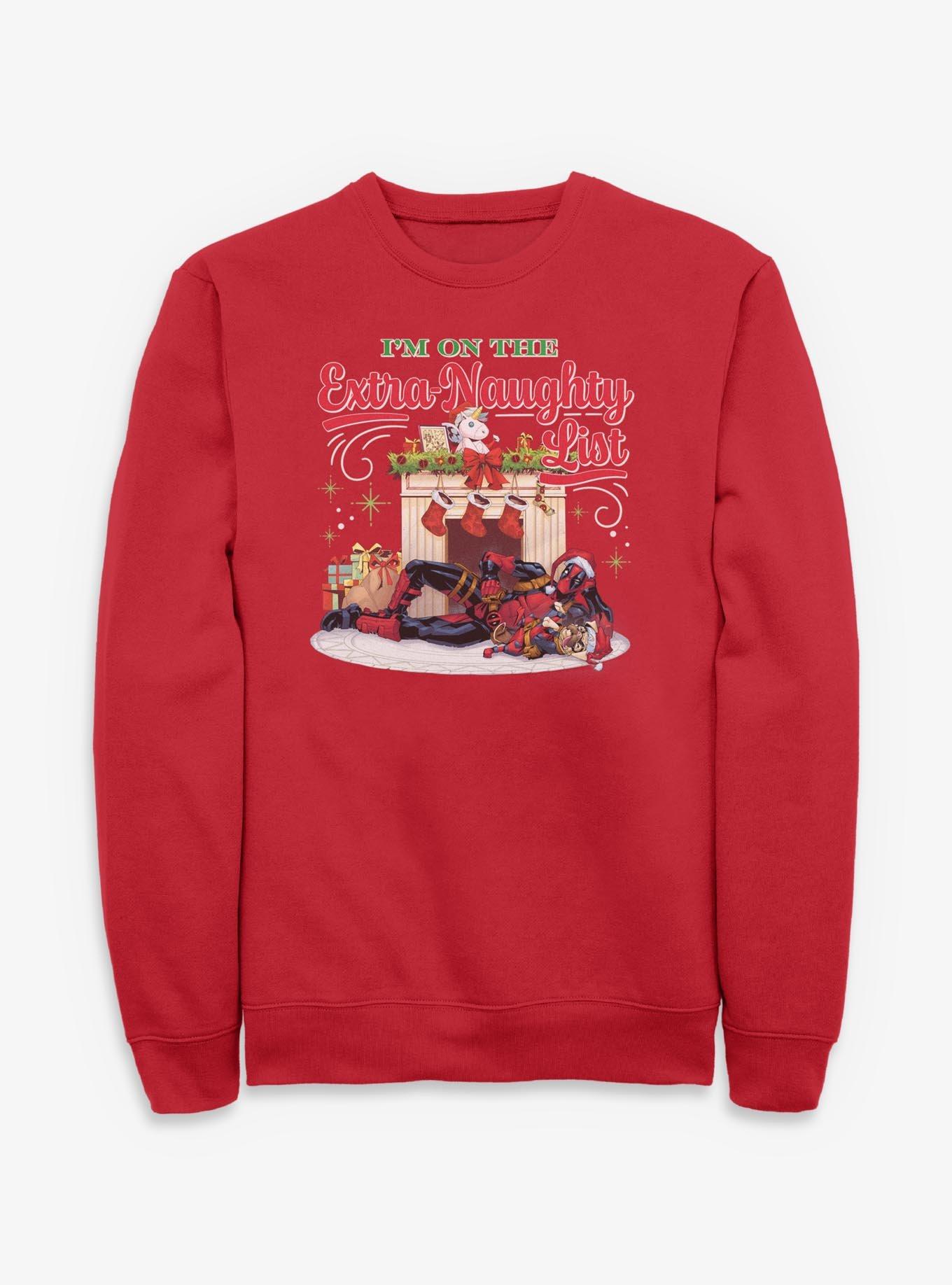 Marvel Deadpool I'm On The Extra Naughty List Sweatshirt, , hi-res