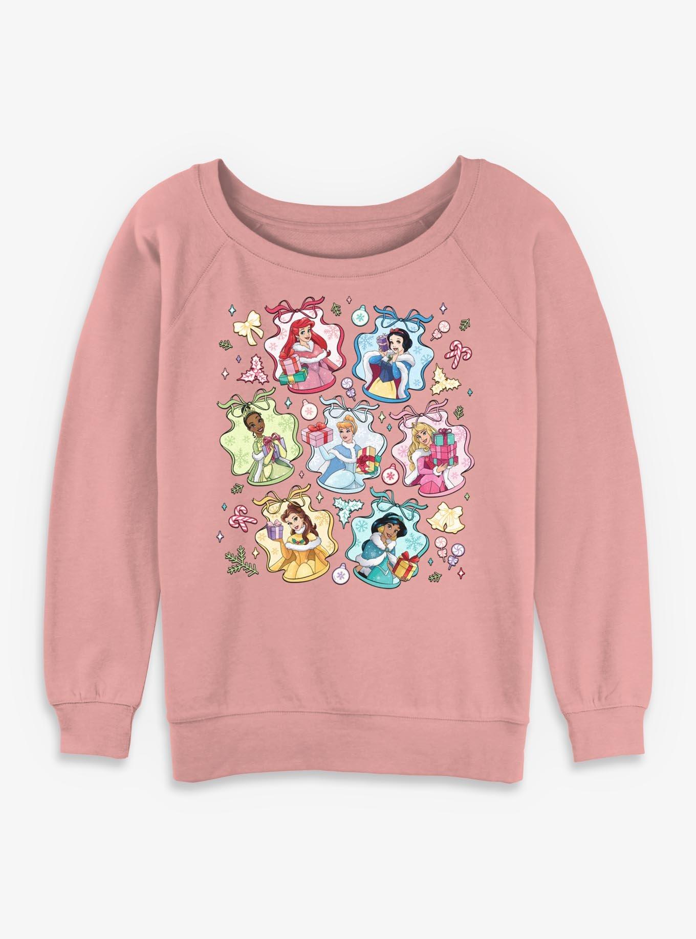 Disney Princesses Festive Coquette Princess Girls Slouchy Sweatshirt