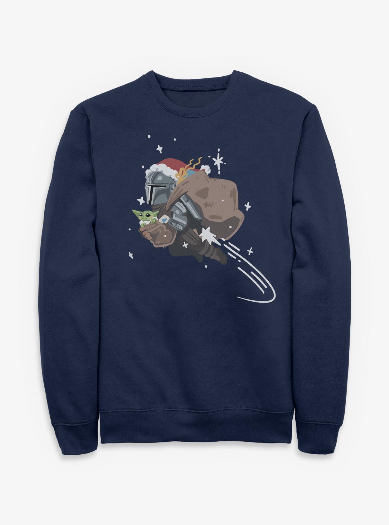 Star Wars The Mandalorian Santa Mandalorian With Grogu Sweatshirt, , hi-res