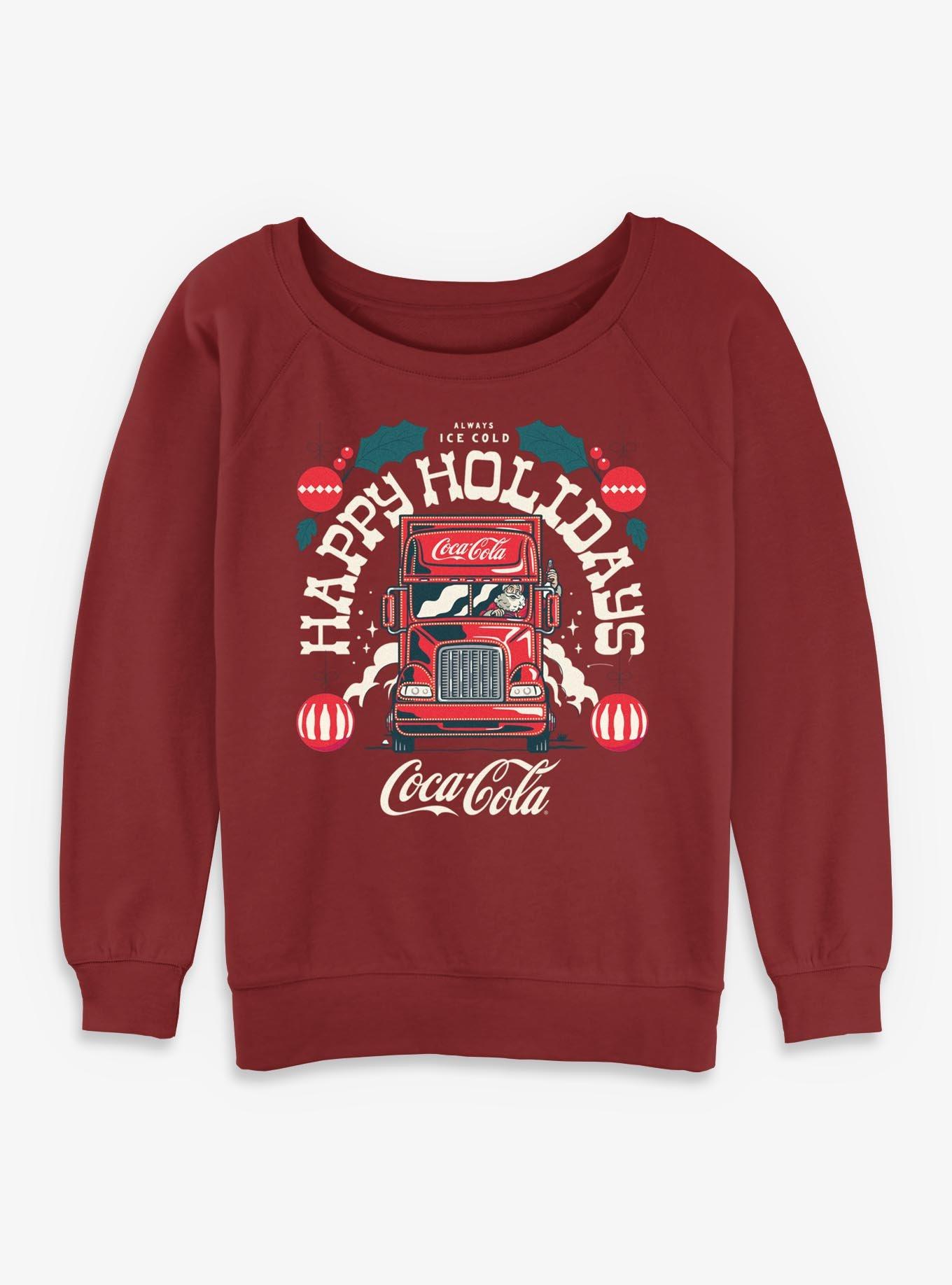 Coca-Cola Always Ice Cold Happy Holidays Girls Slouchy Sweatshirt