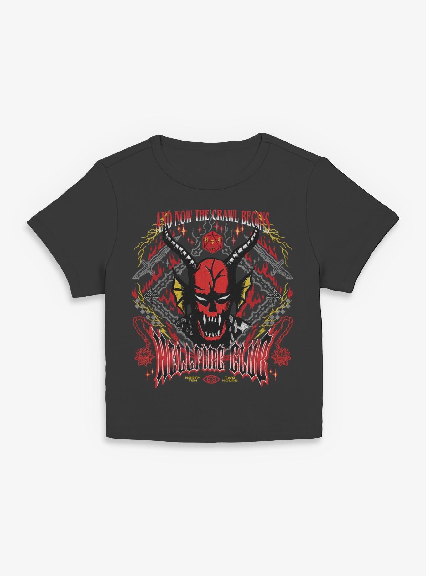 Stranger Things Hellfire Club Now The Crawl Begins Womens Baby T-Shirt BoxLunch Exclusive