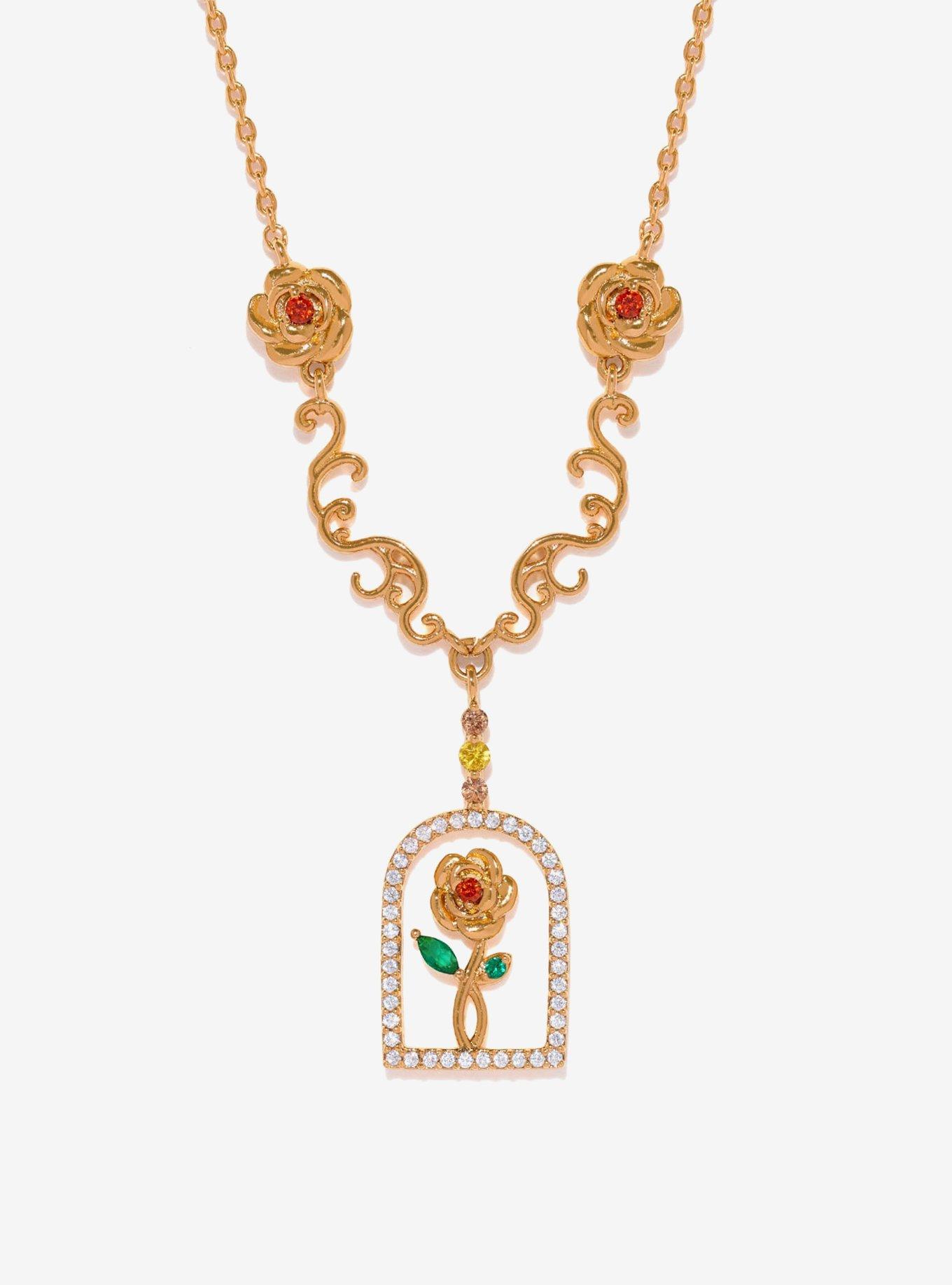 Disney X Girls Crew Beauty And The Beast Enchanted Rose Necklace, , hi-res