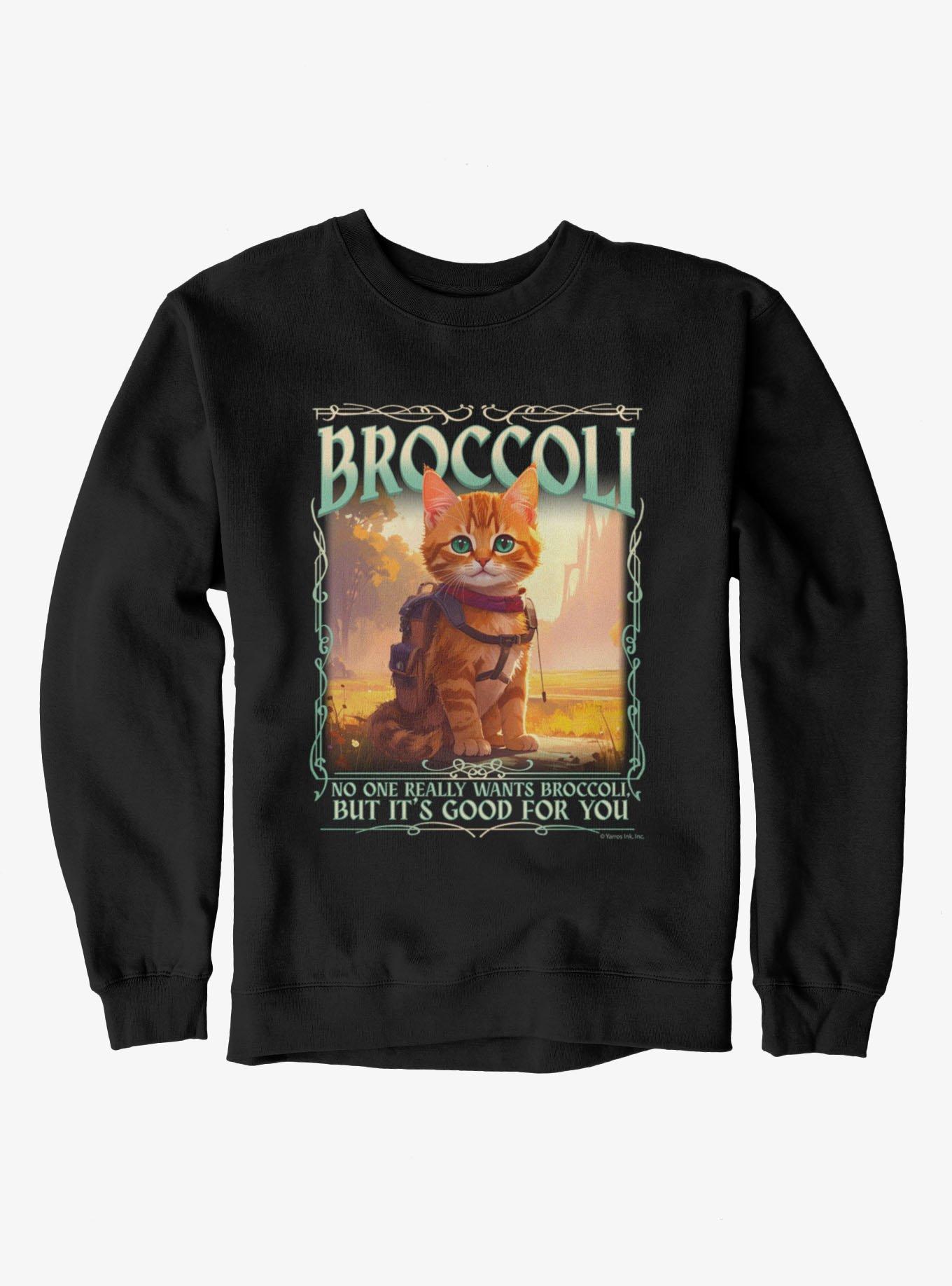 Fourth Wing Broccoli Cat Sweatshirt Hot Topic Exclusive, , hi-res