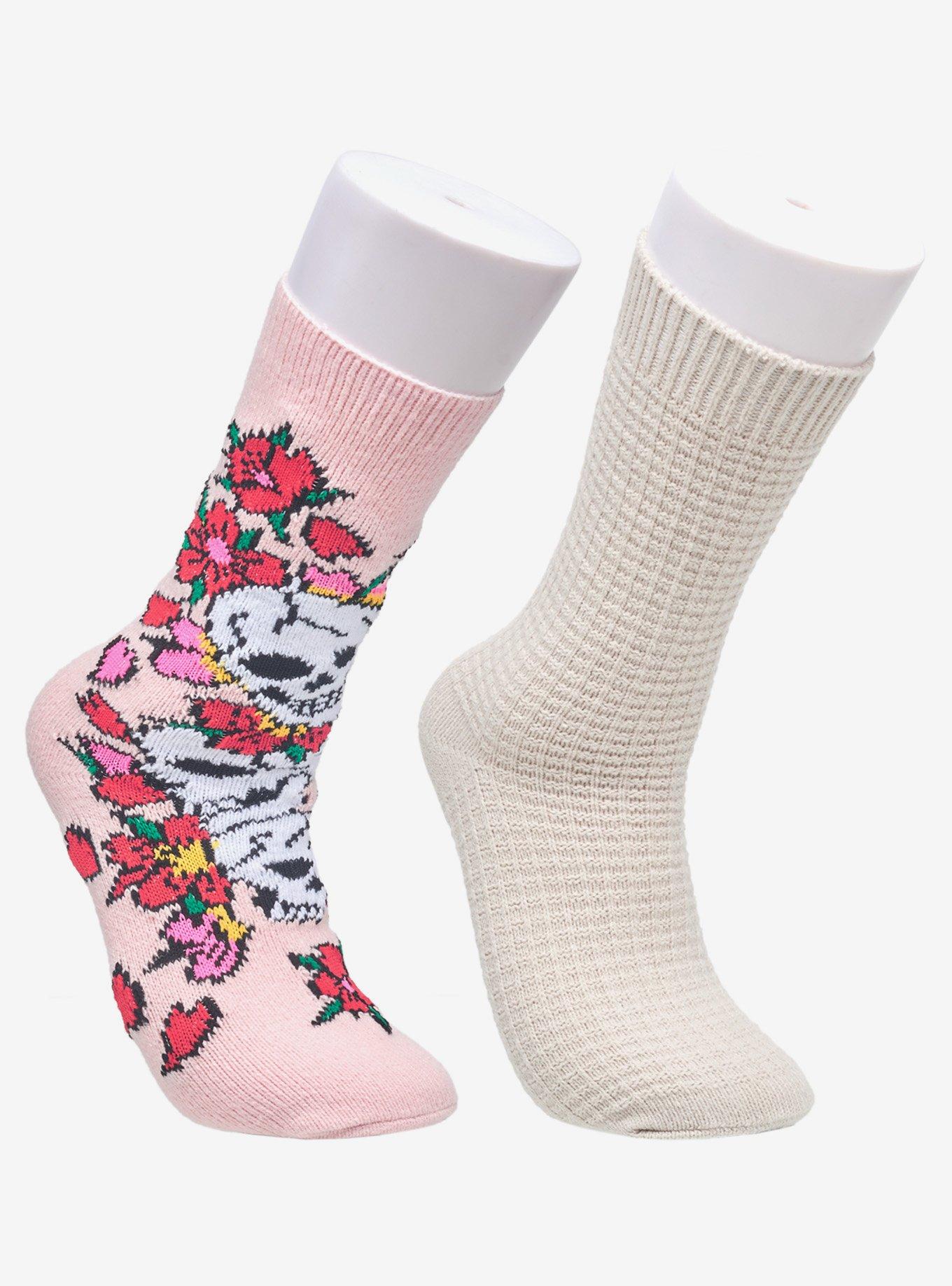 Ed Hardy Embroidery Waffle Knit Skeleton Mid Crew 2-Pack Socks, , hi-res