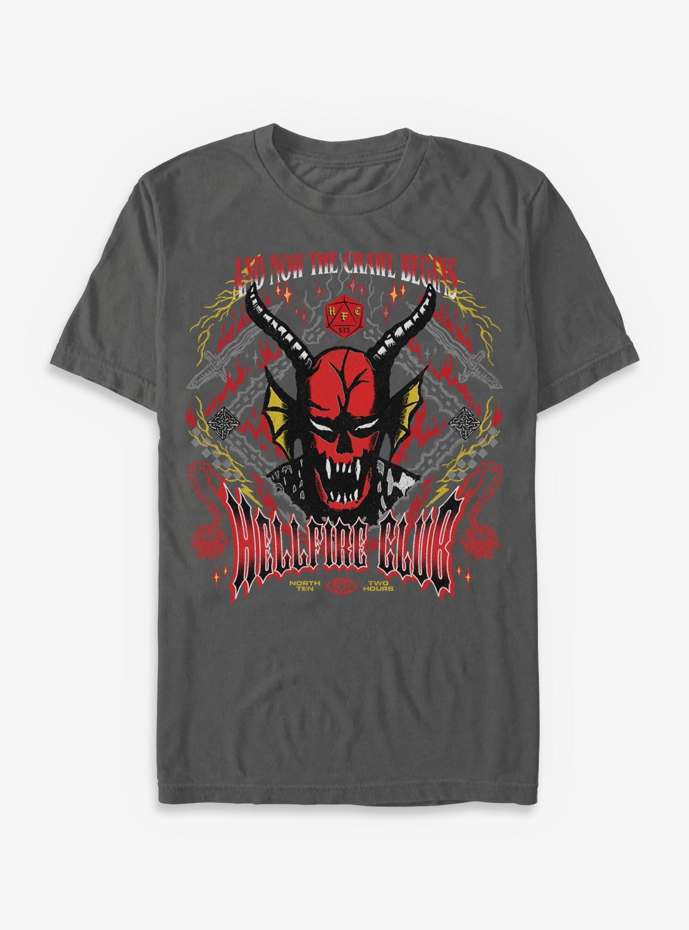 Stranger Things Hellfire Club Now The Crawl Begins Garment Dye T-Shirt BoxLunch Exclusive, , hi-res