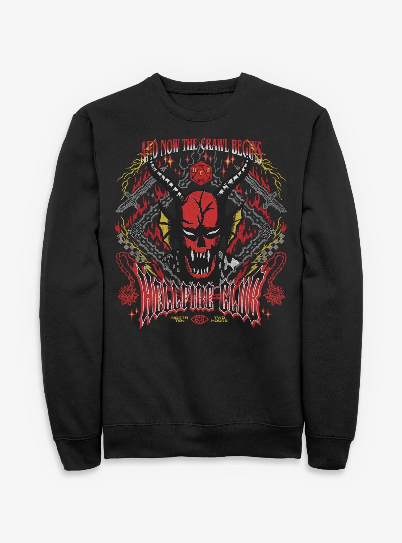 Stranger Things Hellfire Club Now The Crawl Begins Sweatshirt BoxLunch Exclusive, , hi-res
