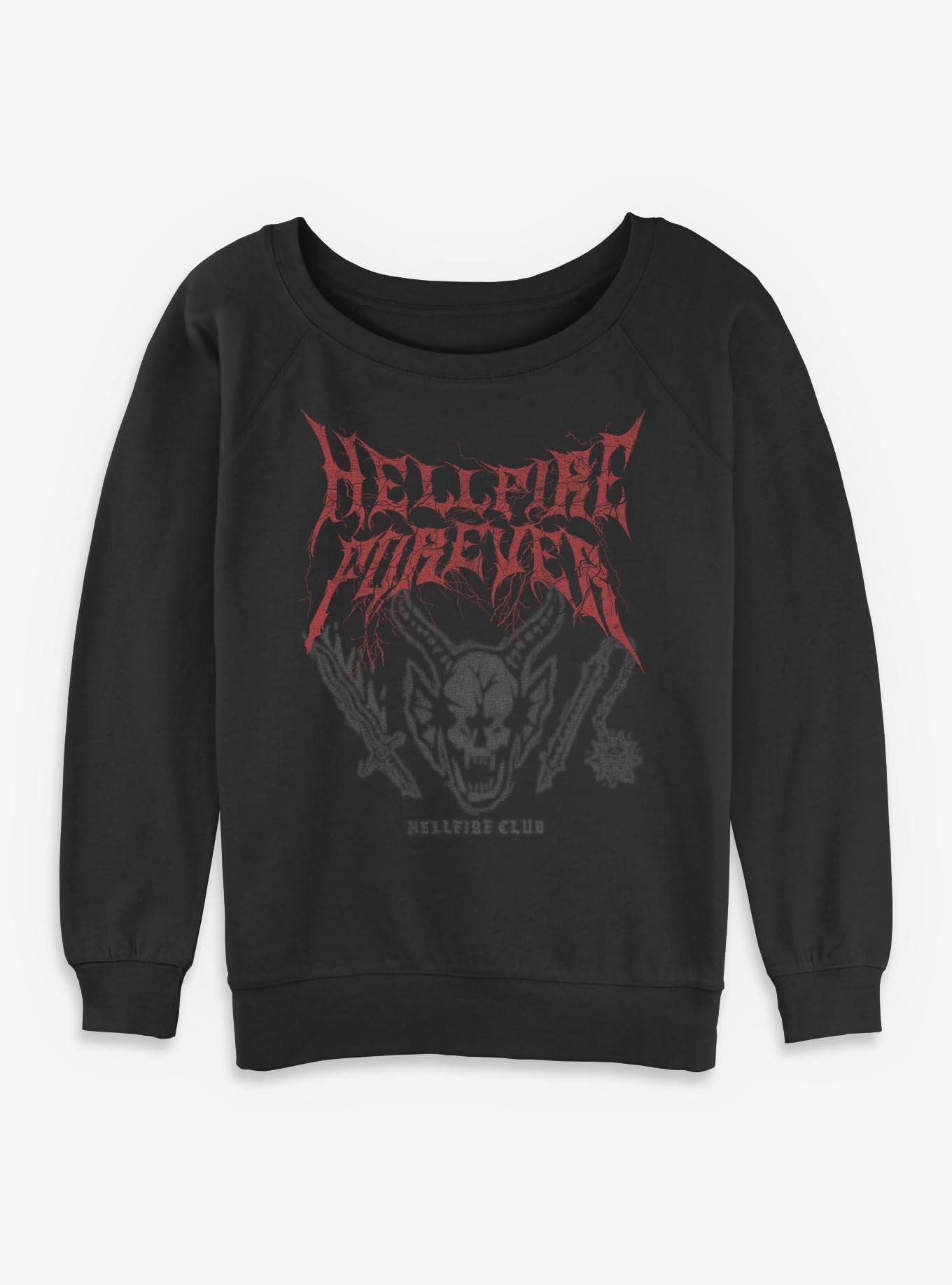 Stranger Things Hellfire Forever Womens Slouchy Sweatshirt BoxLunch Exclusive, , hi-res