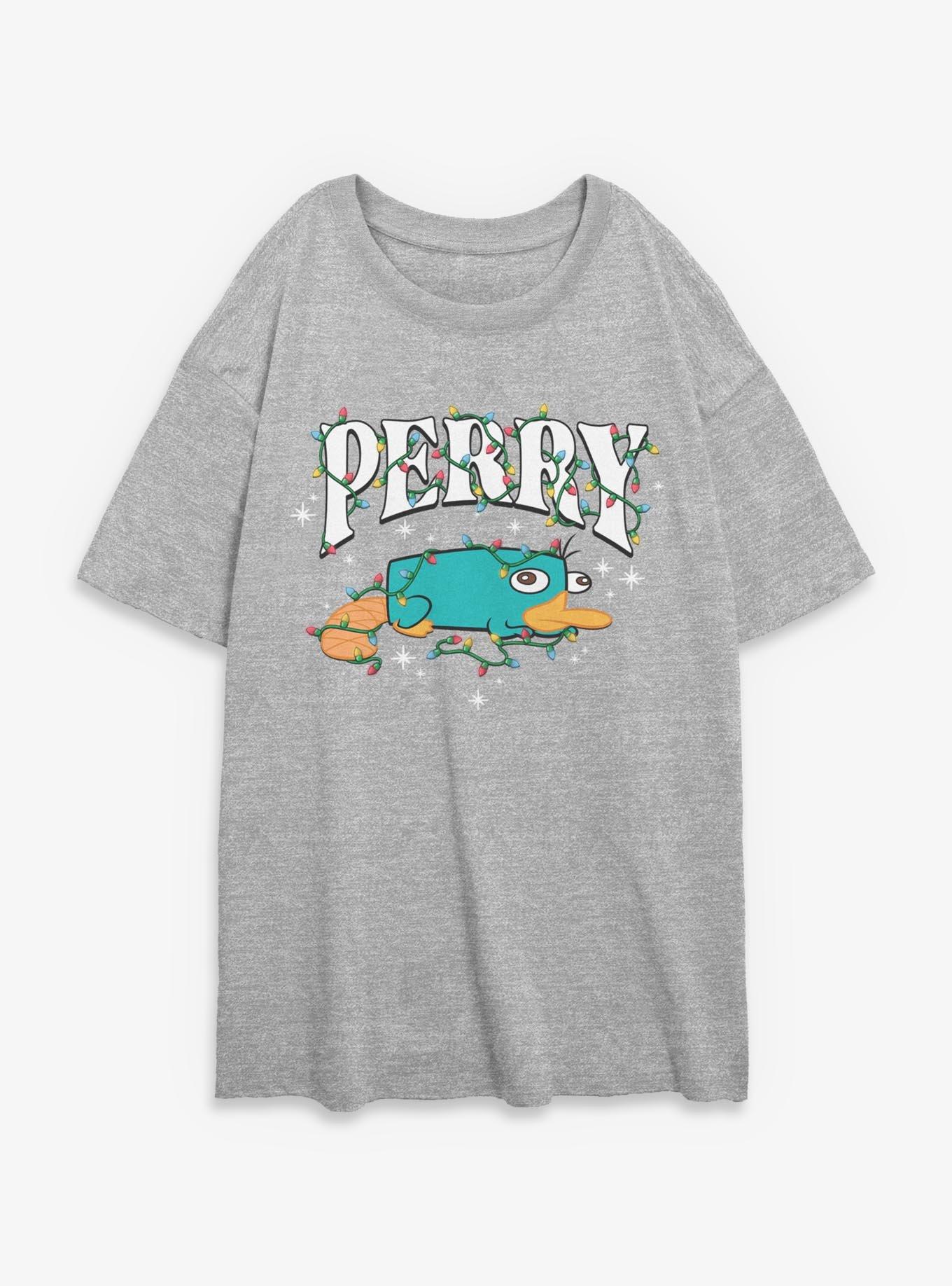Disney Phineas and Ferb Perry Christmas Lights Girls Oversized T-Shirt