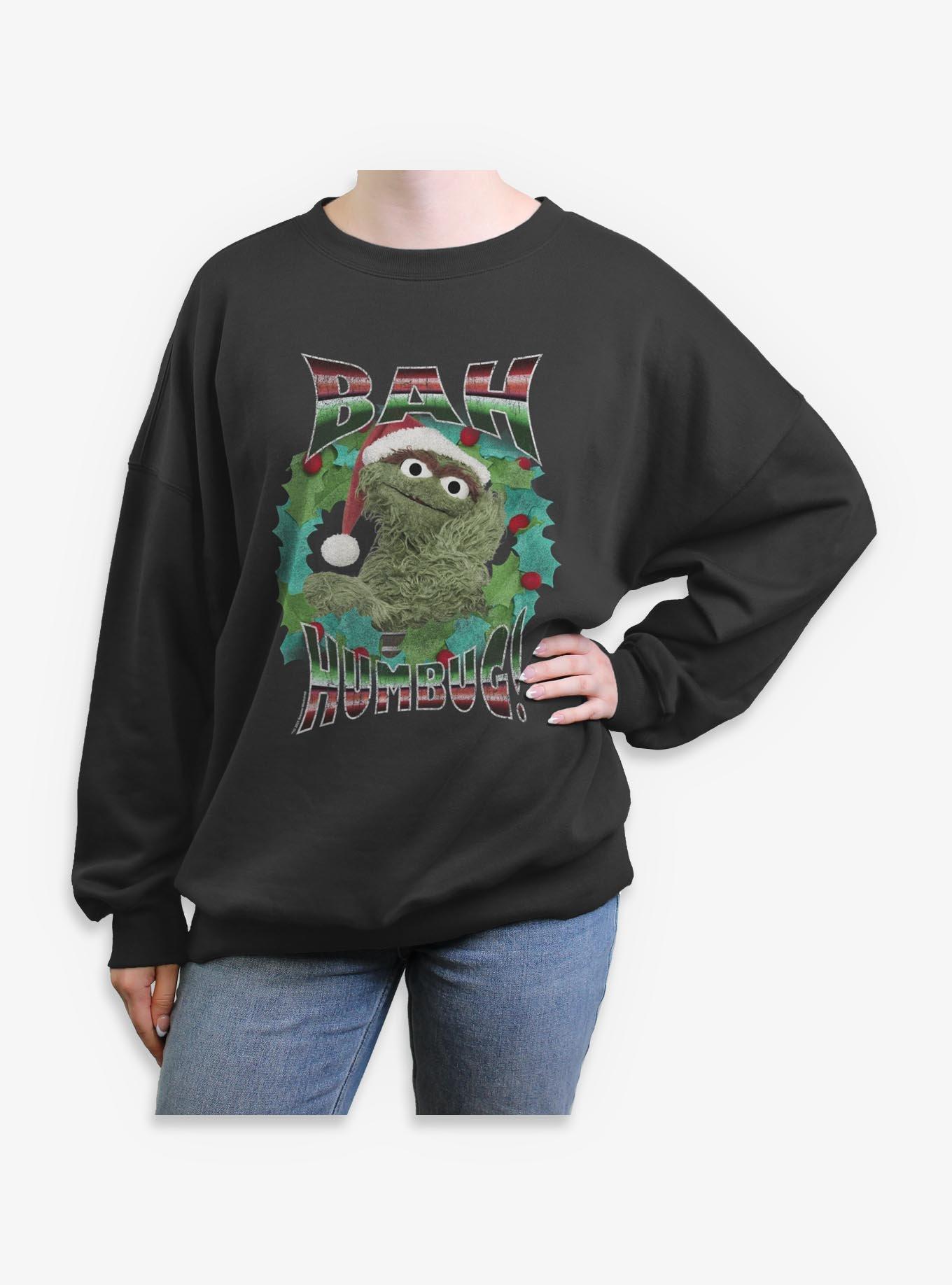 Sesame Street Merry Bah Humbug Girls Oversized Sweatshirt, , hi-res