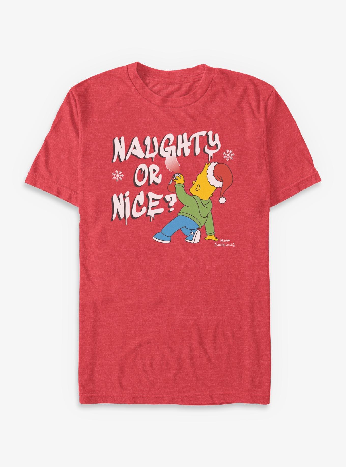 The Simpsons Bart Naughty Or Nice Graffiti T-Shirt, , hi-res