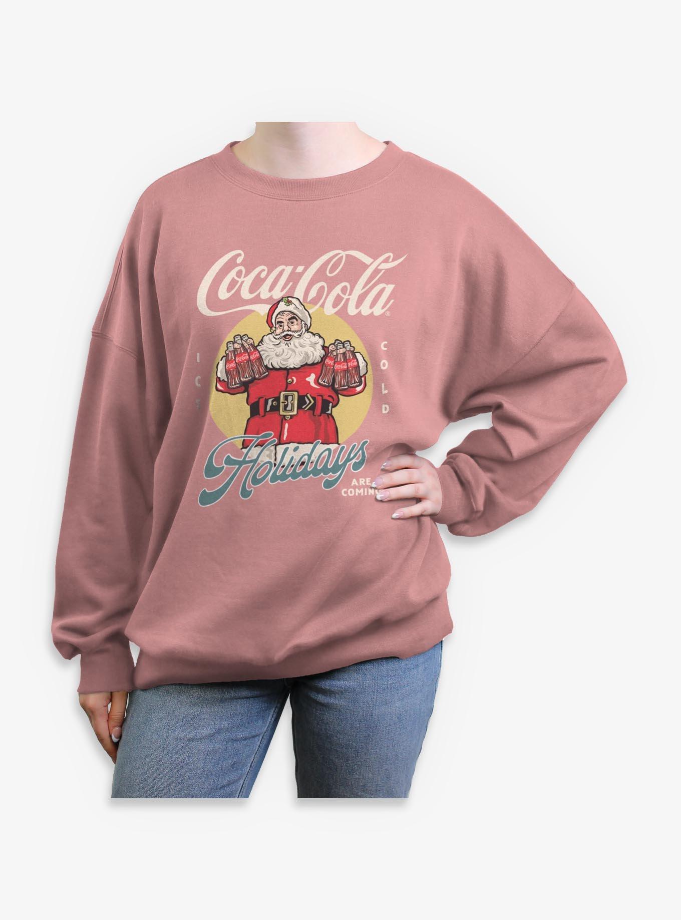 Coca-Cola Holidays Are Coming Santa Girls Oversized Sweatshirt, , hi-res