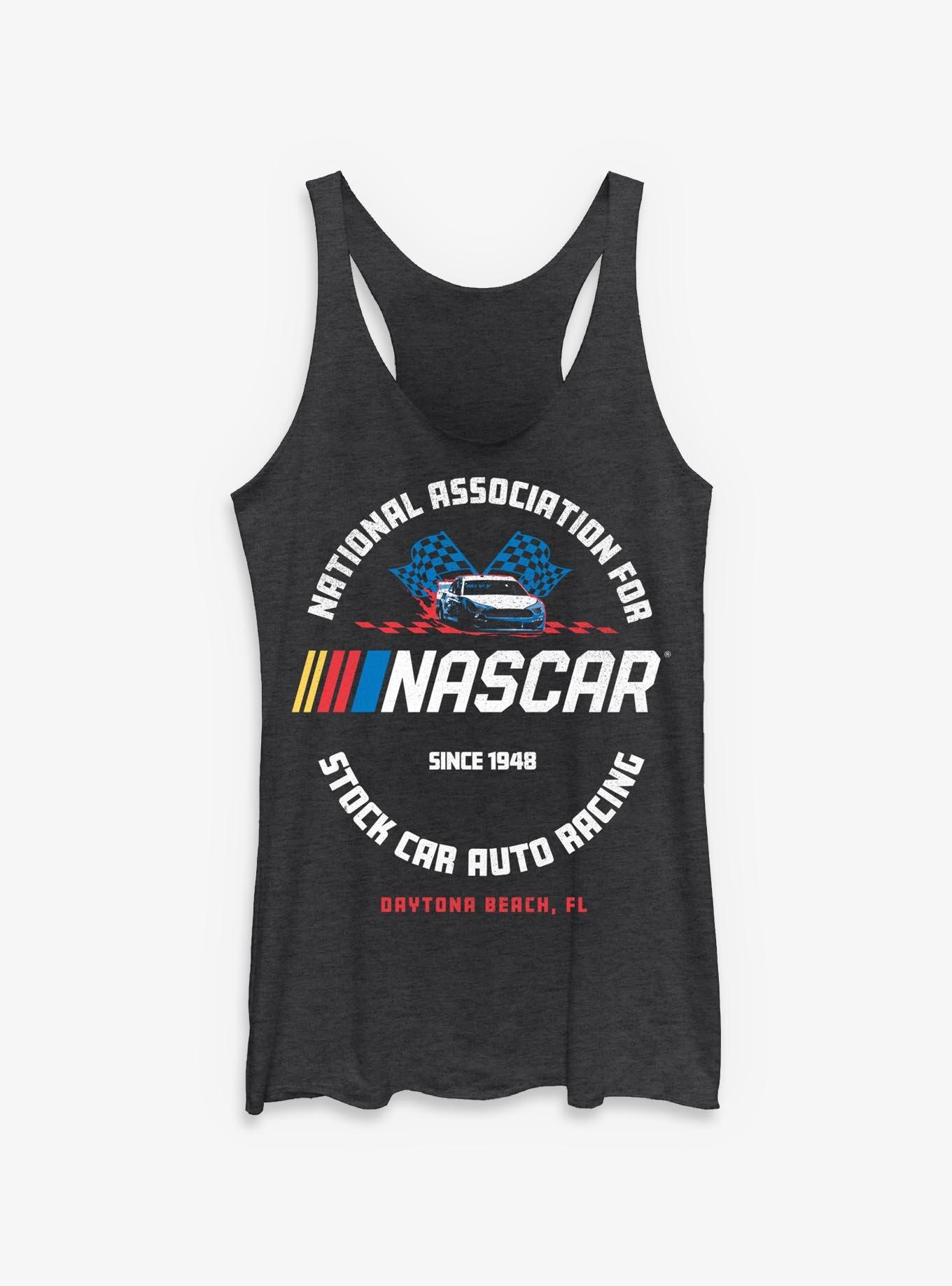 NASCAR Racing Logo Flag Girls Raw Edge Tank
