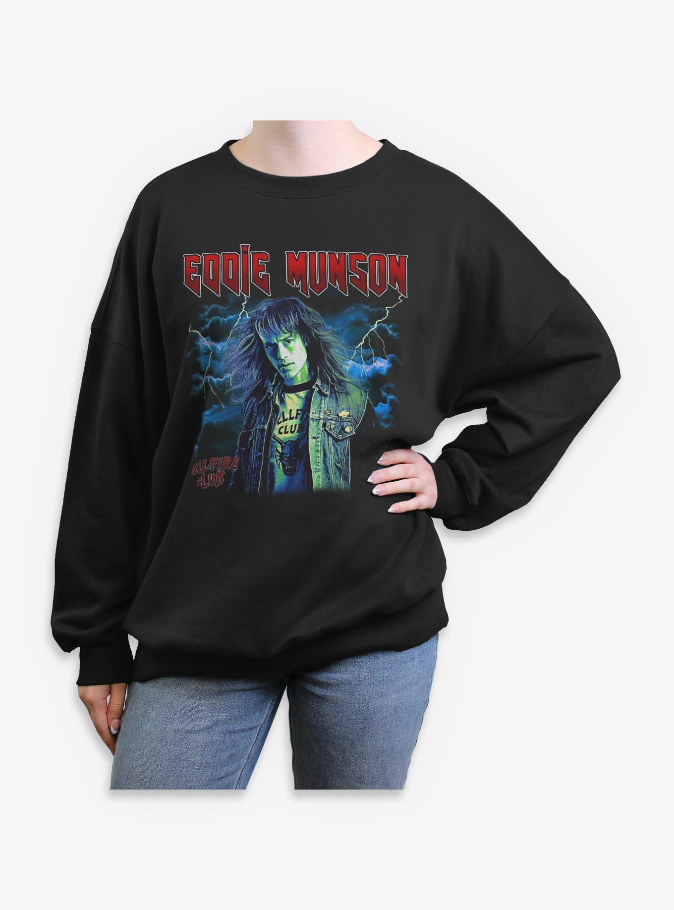Stranger Things Eddie Munson Hellfire Club Portrait Womens Oversized Sweatshirt, , hi-res