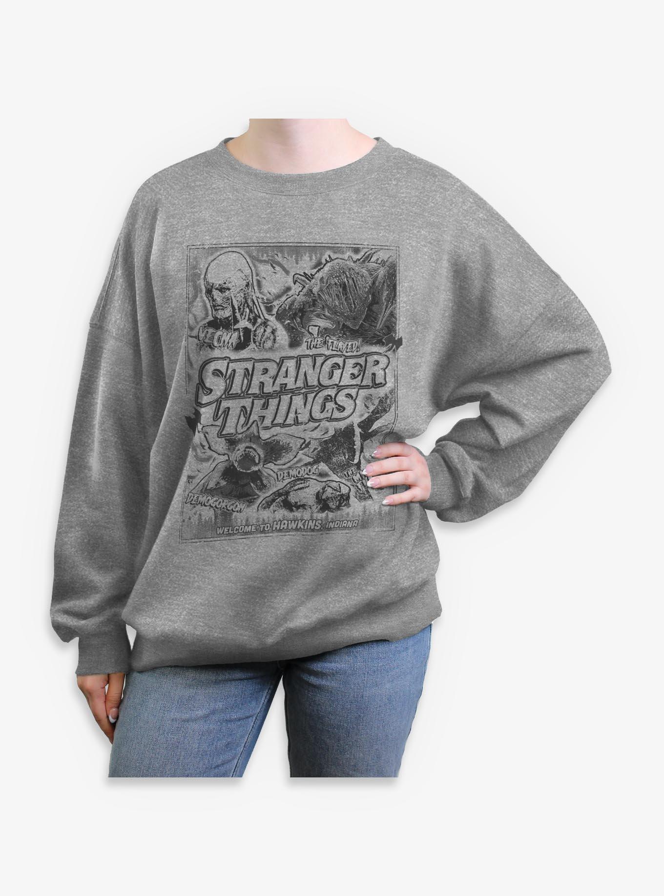 Stranger Things Hawkins Monsters Womens Oversized Sweatshirt, , hi-res