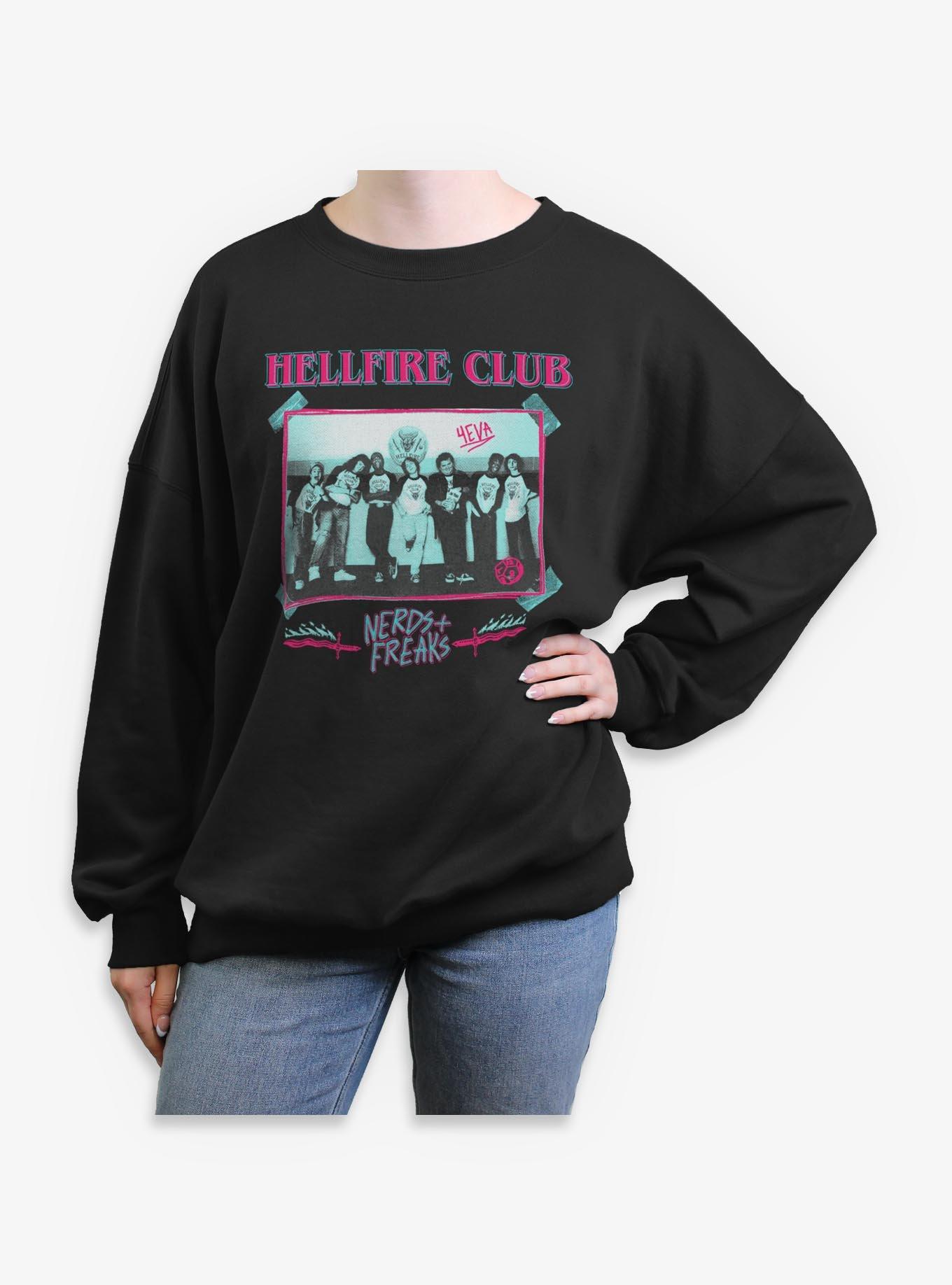 Stranger Things Hellfire Club Monochrome Womens Oversized Sweatshirt, , hi-res