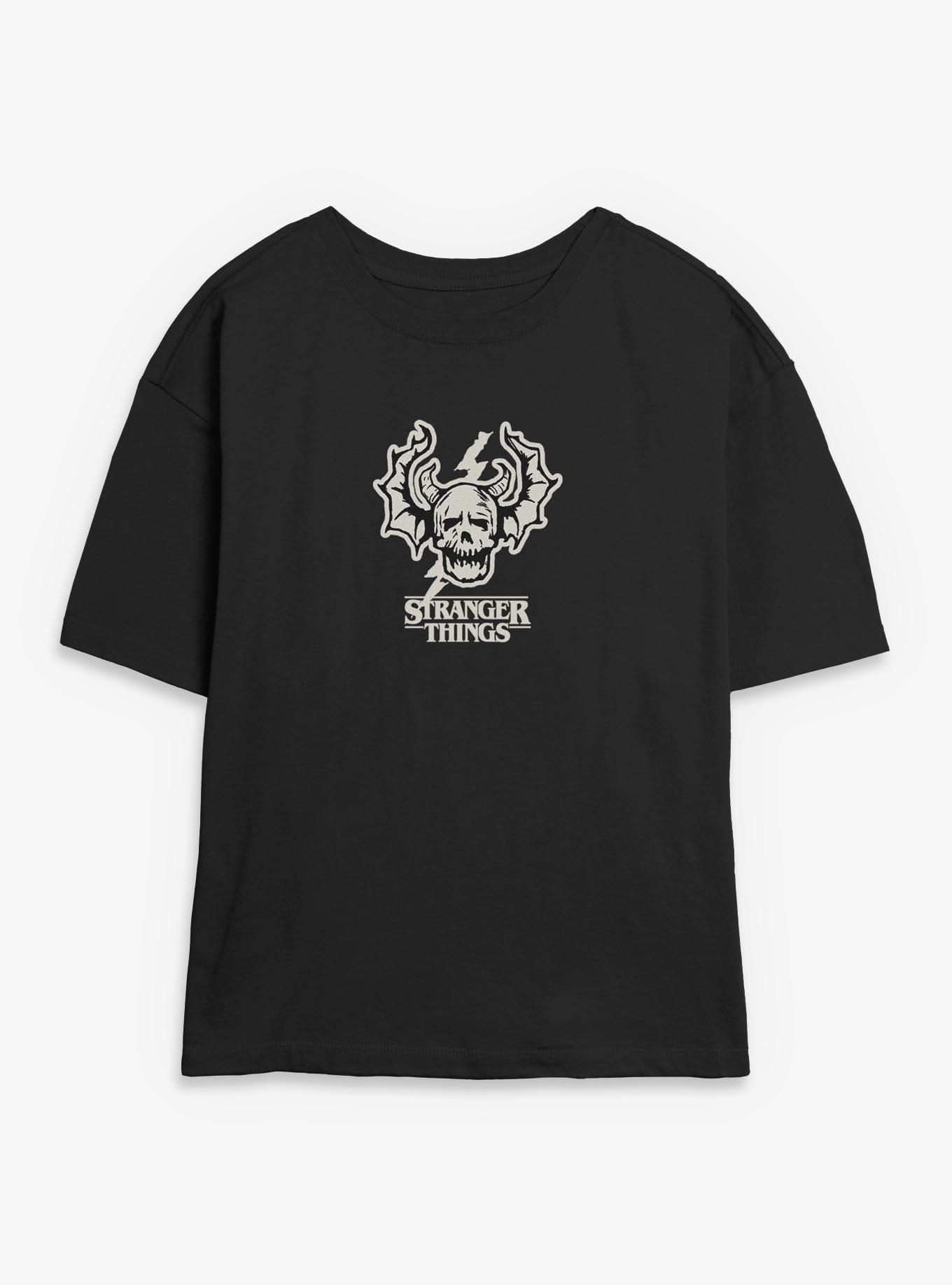 Stranger Things Hellfire Club Skull Logo Womens Skimmer T-Shirt, , hi-res