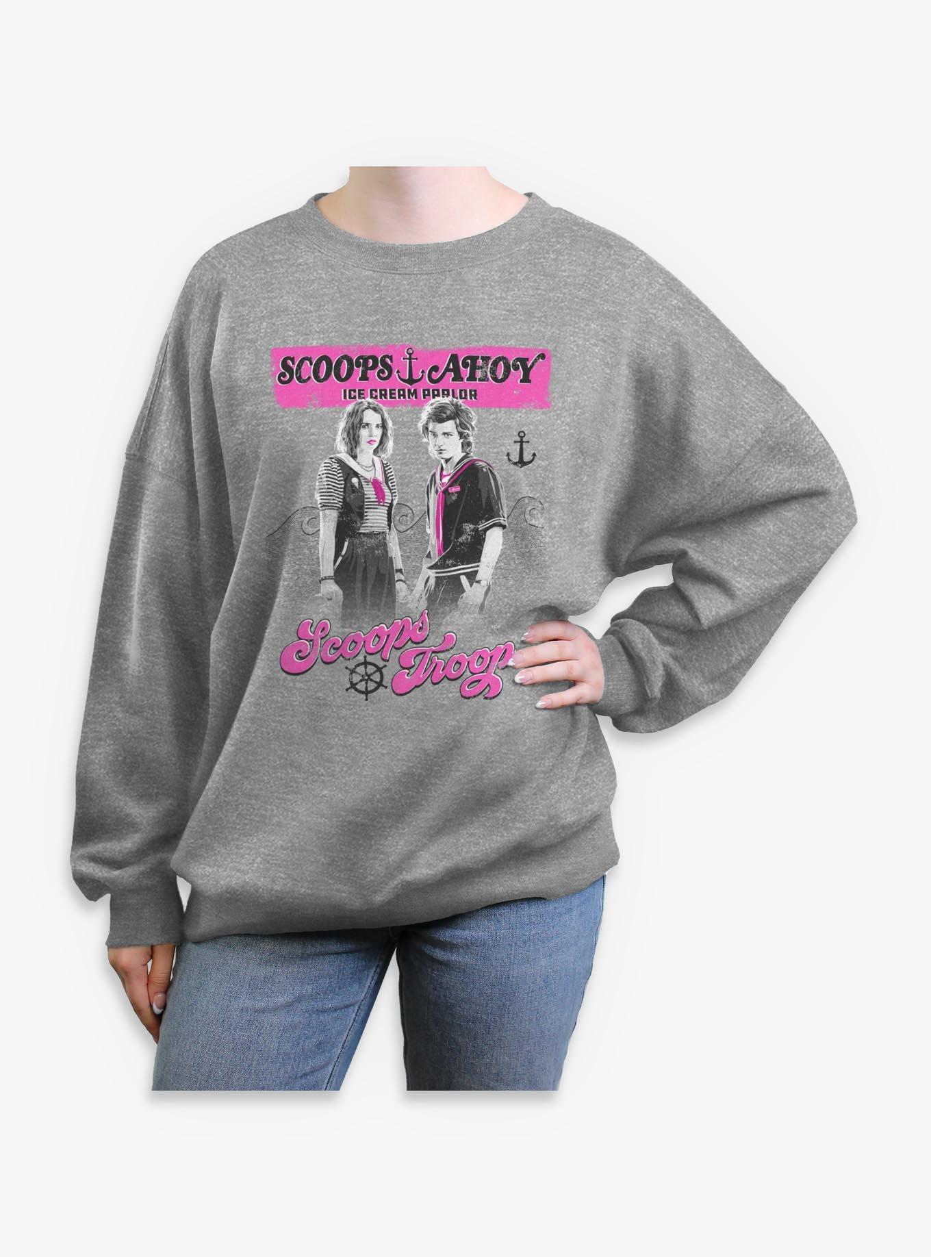 Stranger Things Scoops Ahoy Vintage Scoop Troop Womens Oversized Sweatshirt, , hi-res