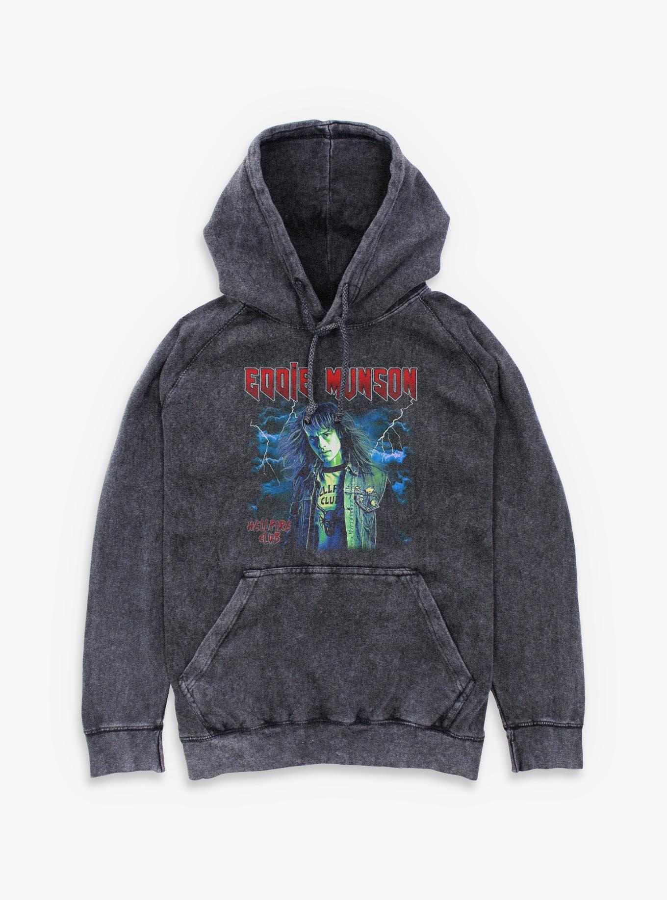 Stranger Things Eddie Munson Hellfire Club Portrait Mineral Wash Hoodie, , hi-res