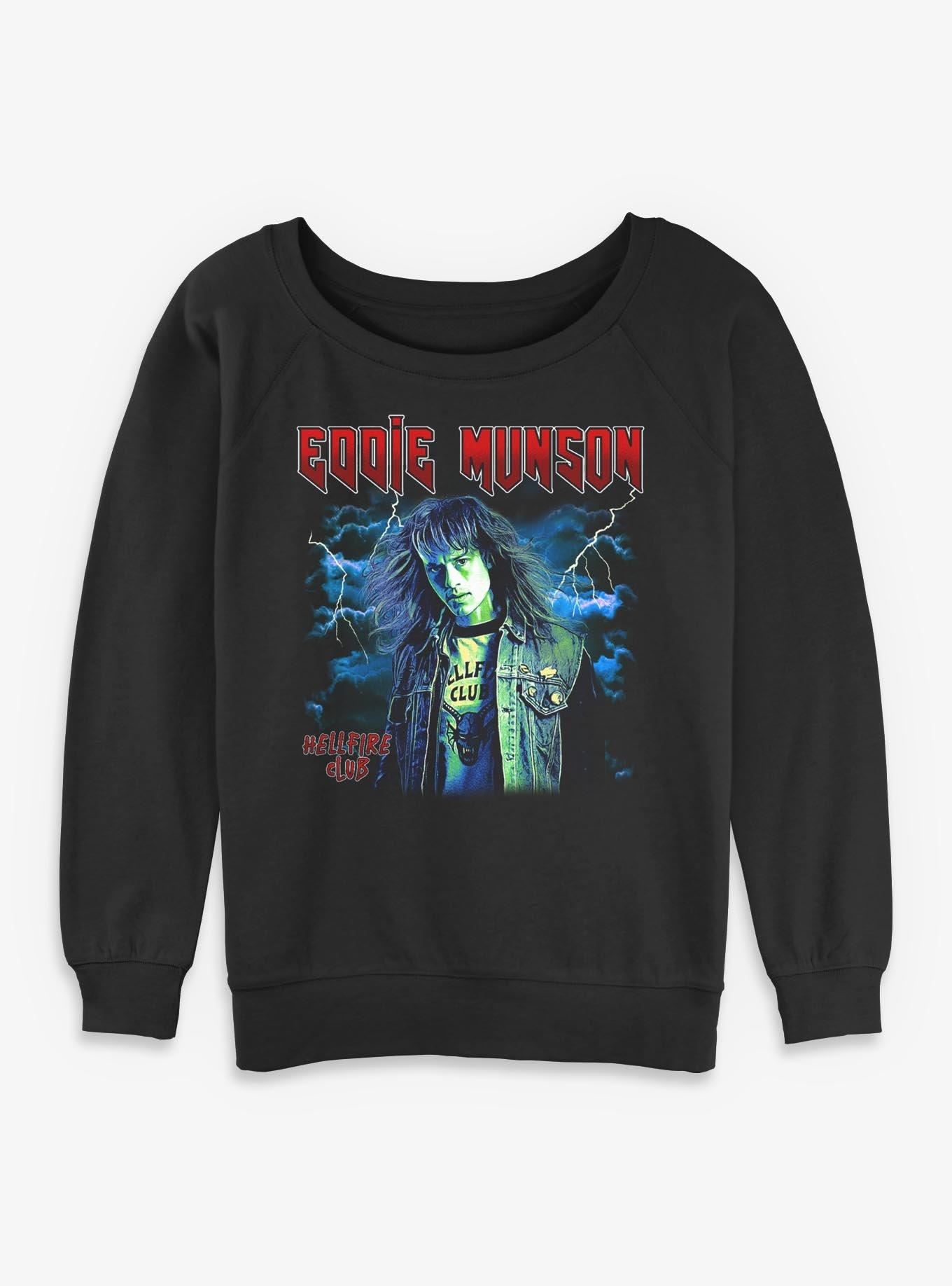 Stranger Things Eddie Munson Hellfire Club Portrait Womens Slouchy Sweatshirt, , hi-res